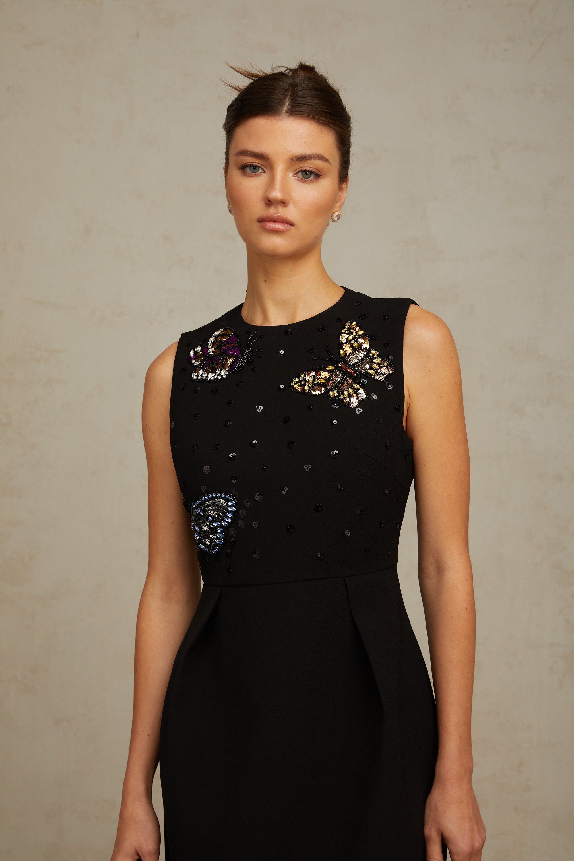 Manon black sequined butterfly mini dress