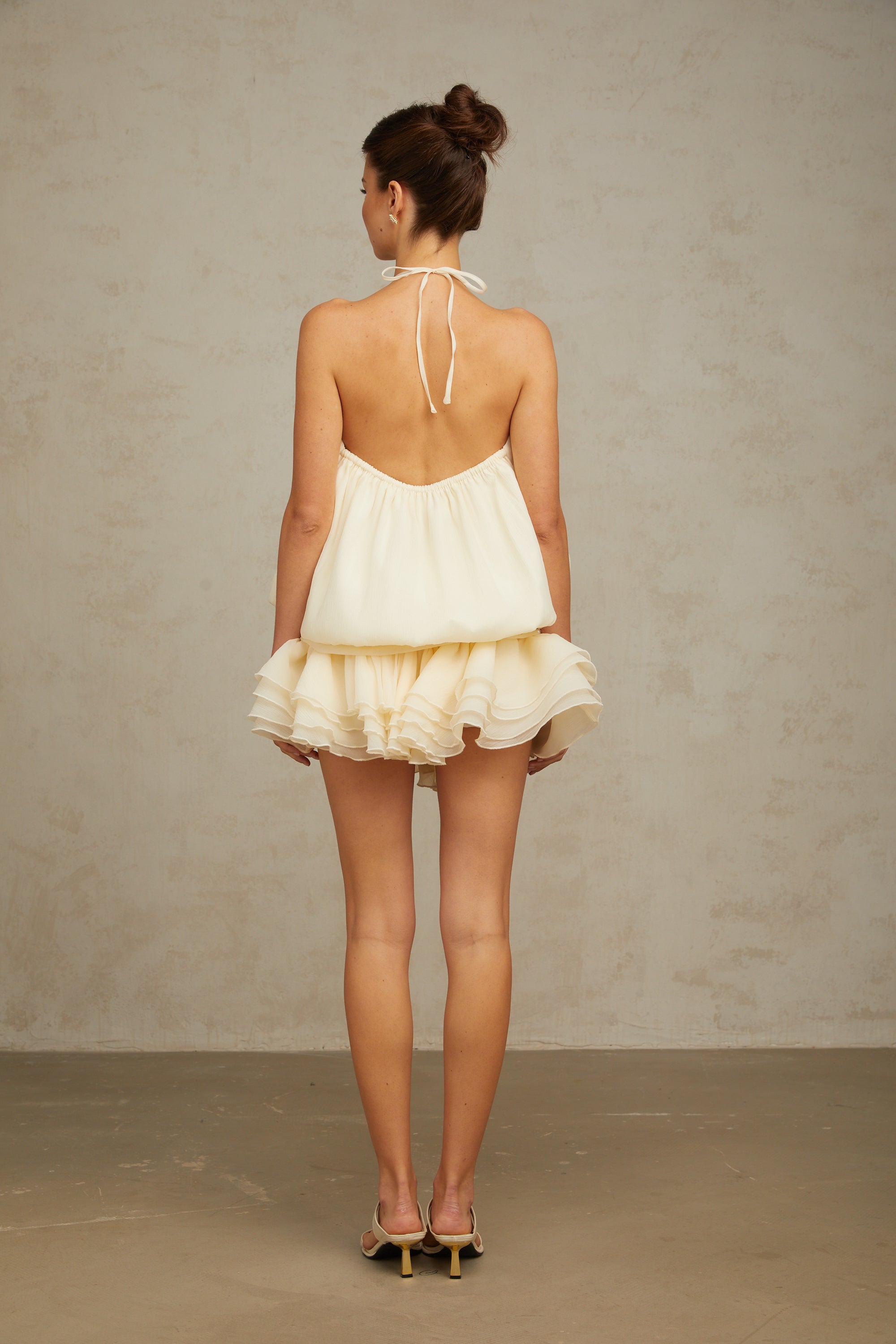 Bérénice white halterneck faux-pearl mini dress (Final Sale-US Only)