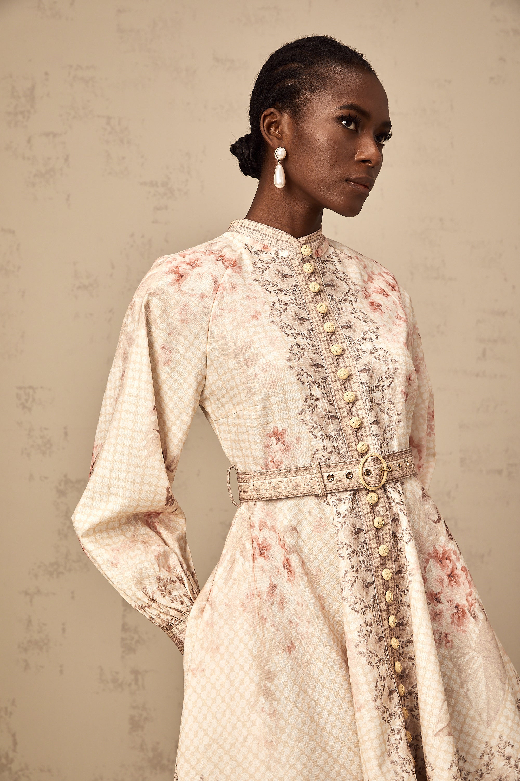 Quincia belted floral-print mini dress