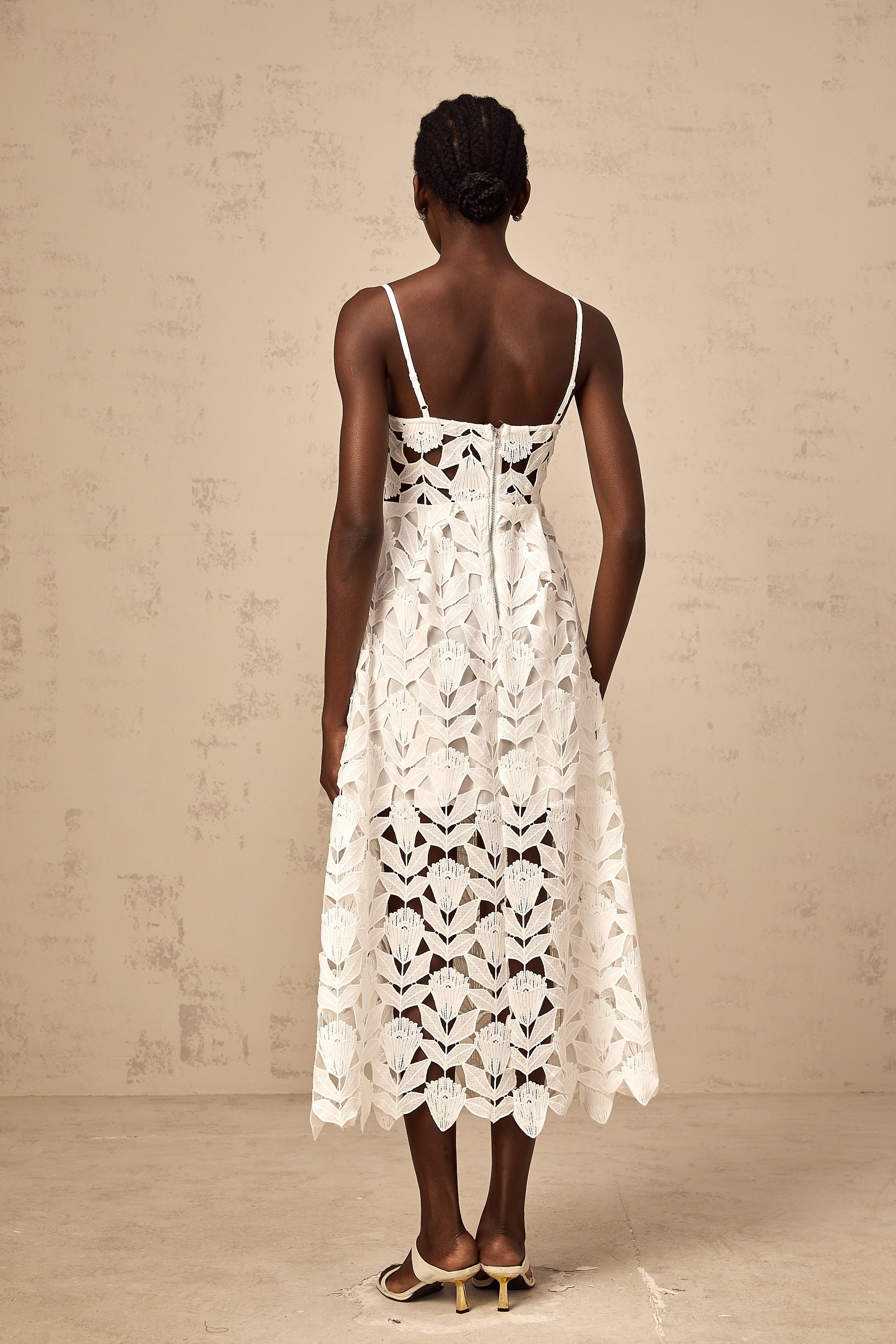 Delphine white cut-out lace midi dress (Final Sale-US Only)
