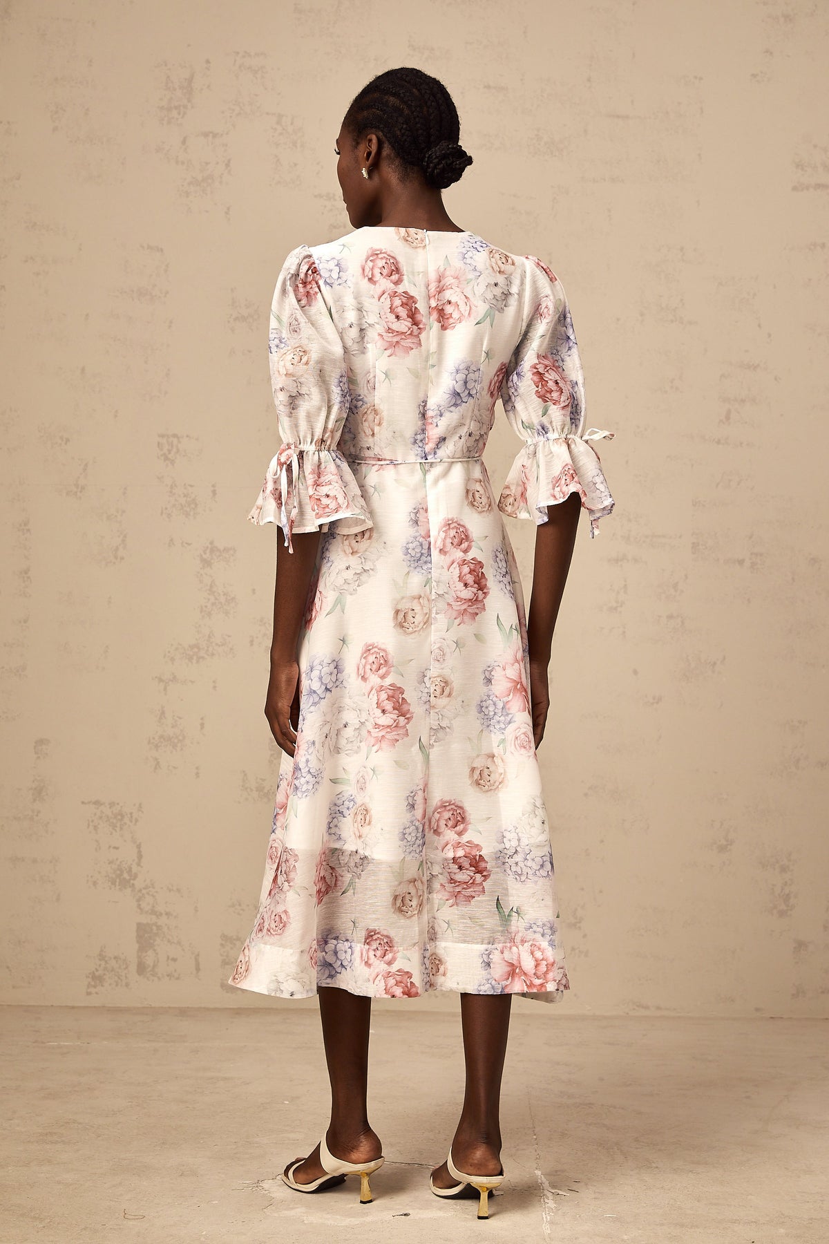 Téa 3d-petal floral-print midi dress (Final Sale-US Only)