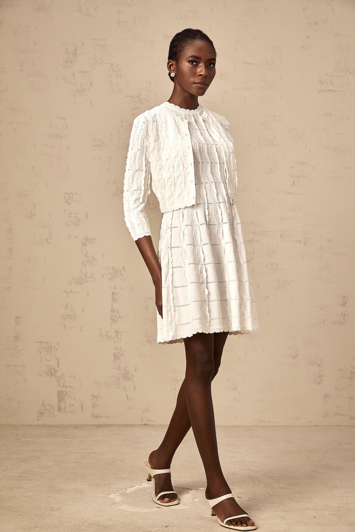 Esmée white ruffled knitted cardigan (Final Sale-US Only)