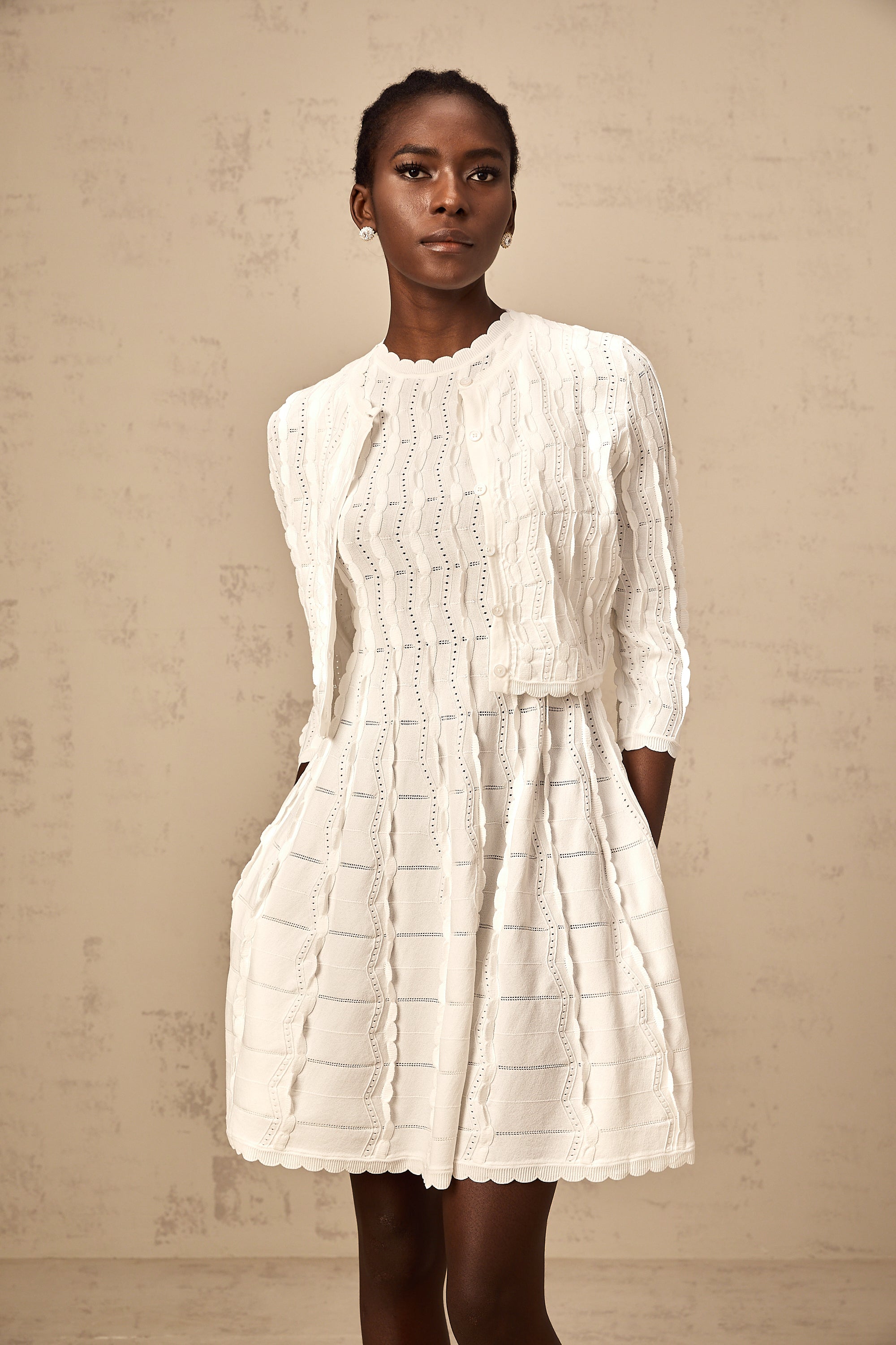 Esmée white ruffled knitted cardigan (Final Sale-US Only)