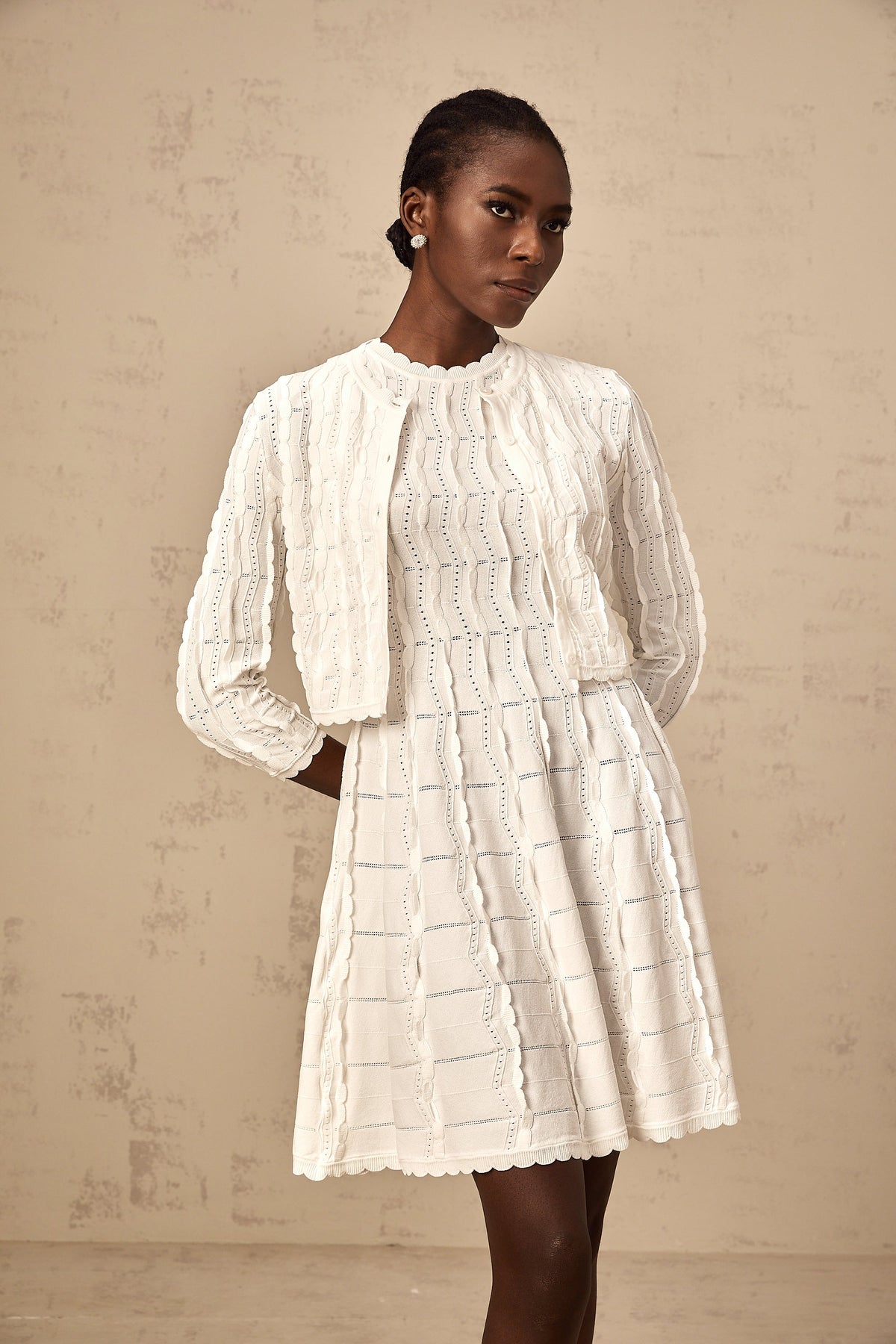 Esmée white ruffled knitted cardigan (Final Sale-US Only)