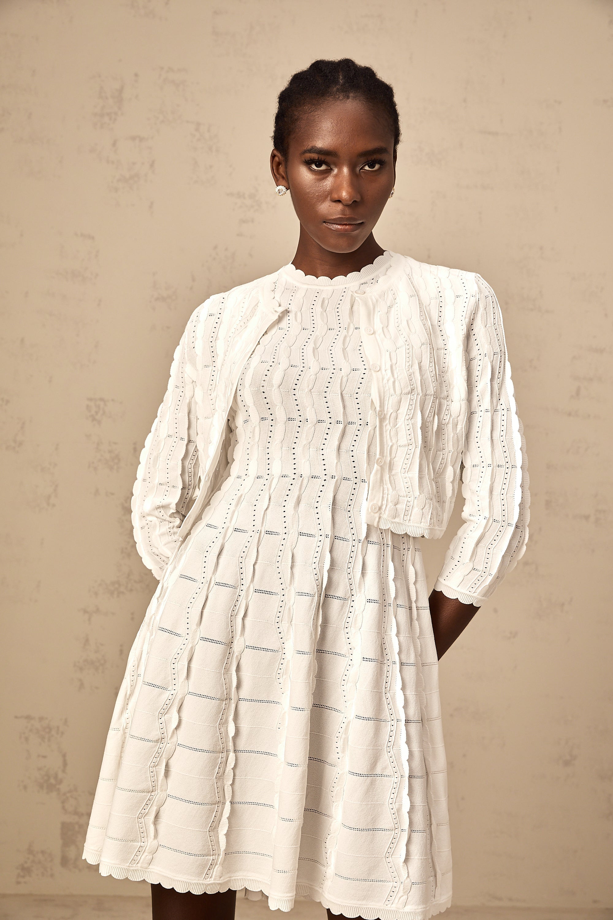 Esmée white ruffled knitted cardigan (Final Sale-US Only)