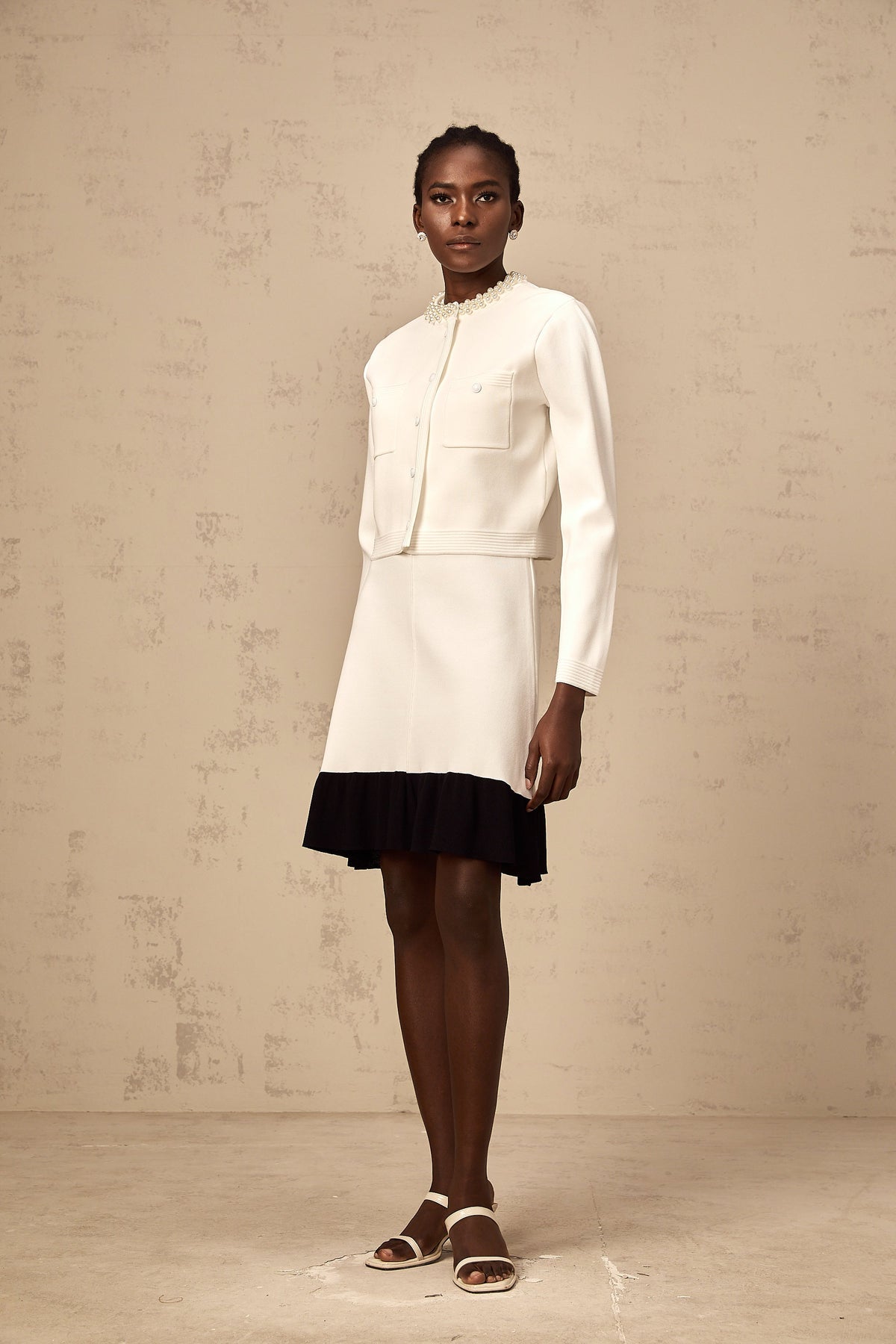 Coralie white faux-pearl knitted cardigan (Final Sale-US Only)