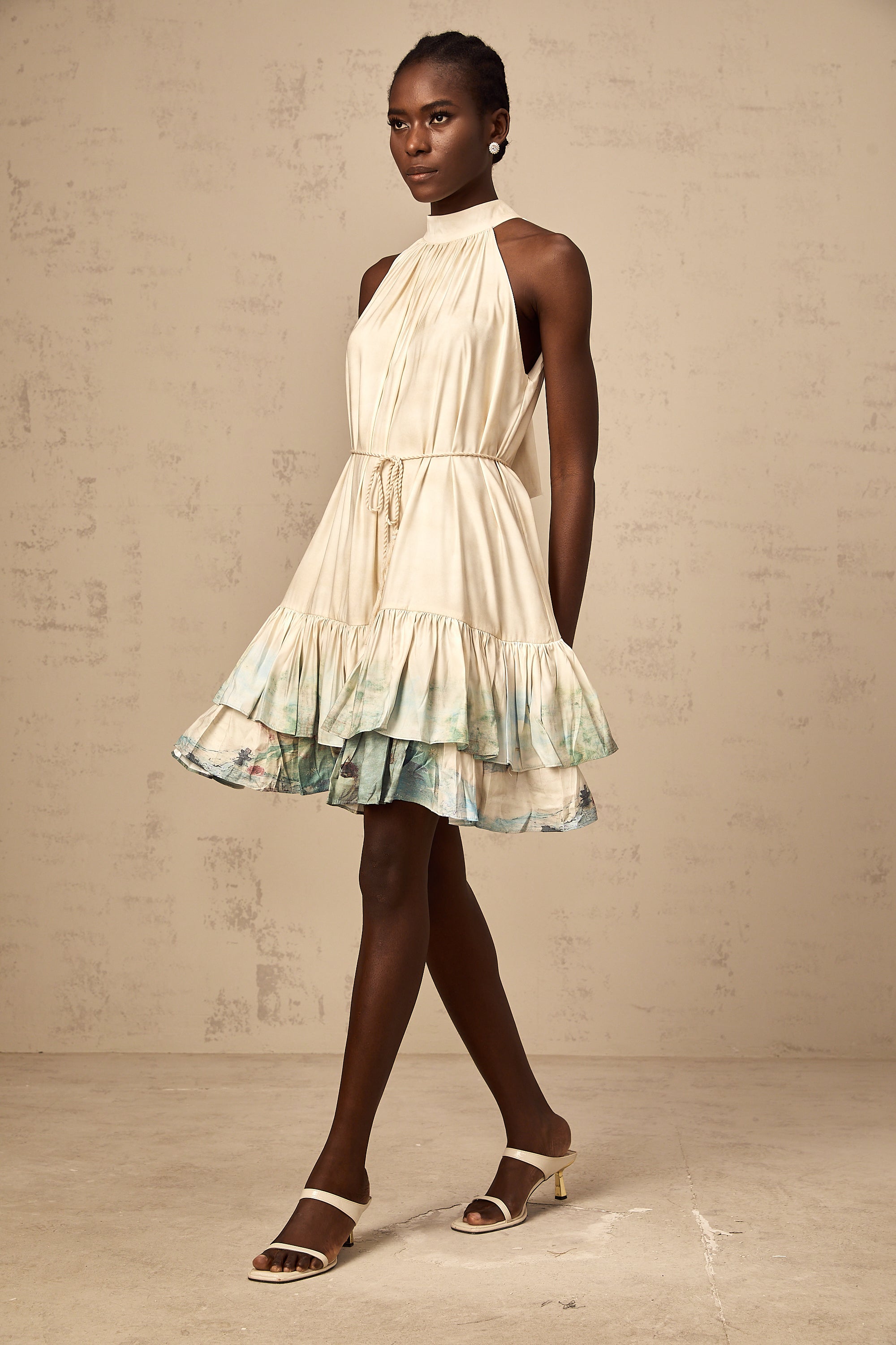 Delphine layered pattern-print mini dress