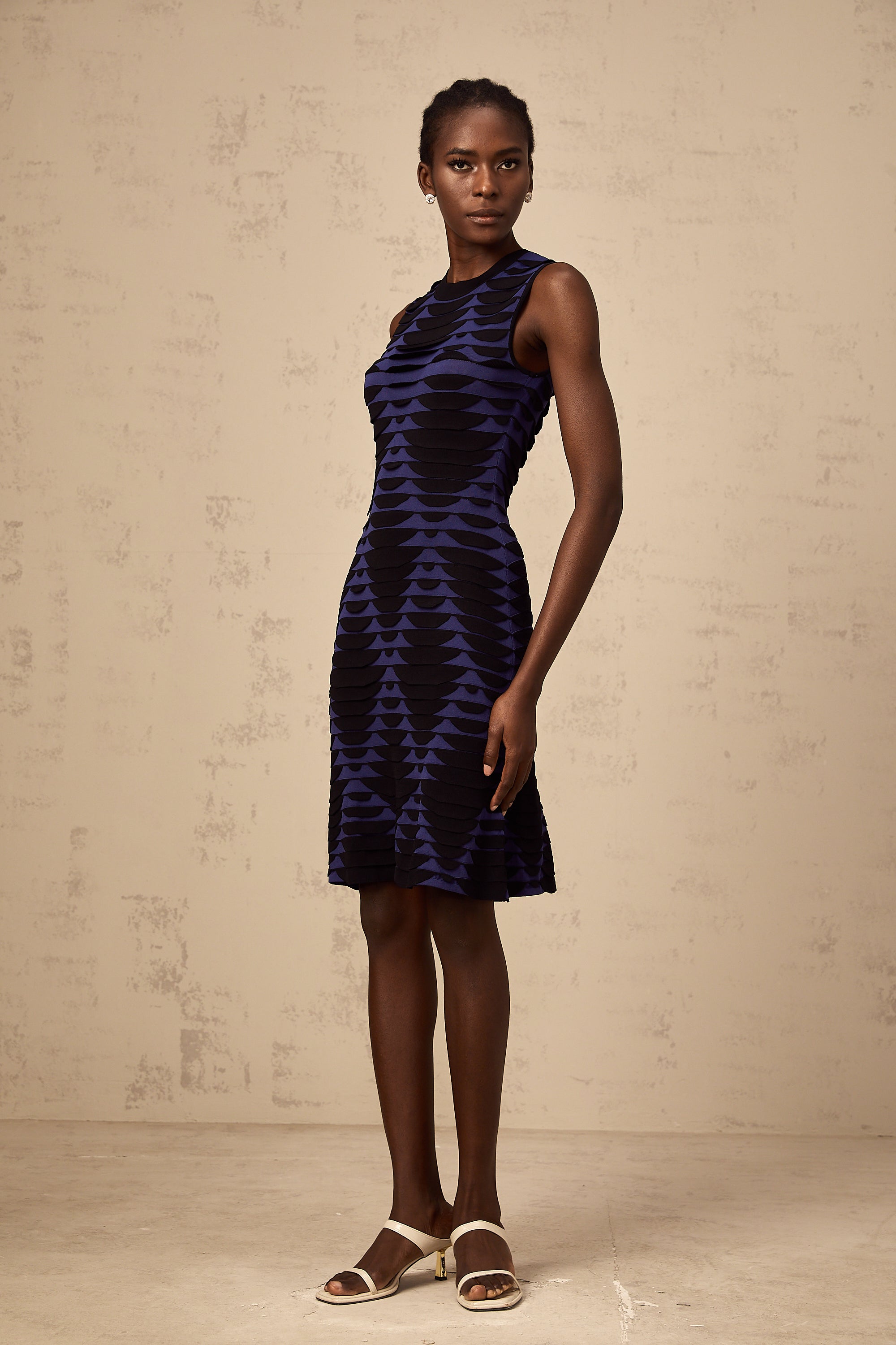 Anaïs black snake-pattern godet mini dress