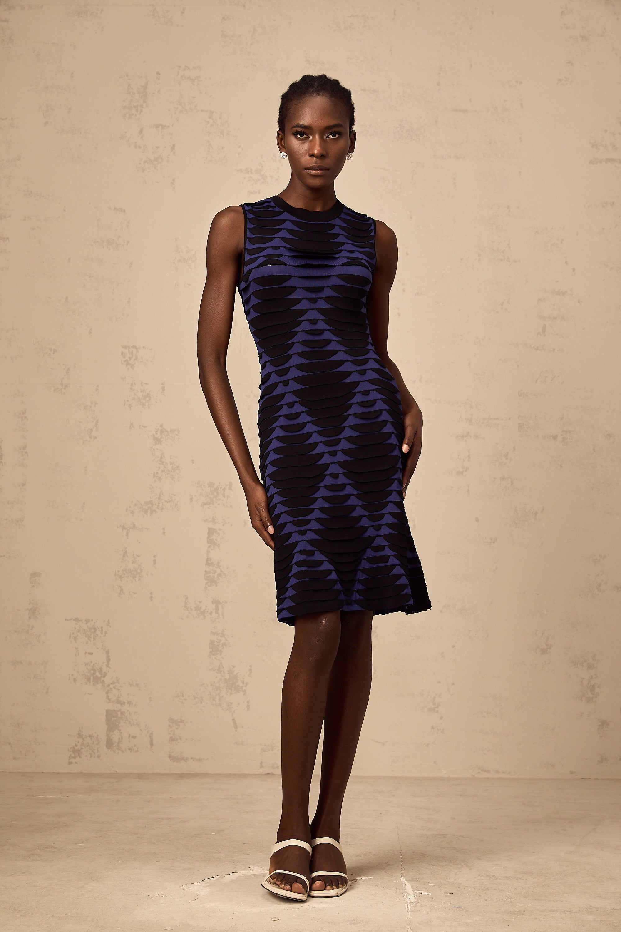 Anaïs black snake-pattern godet mini dress