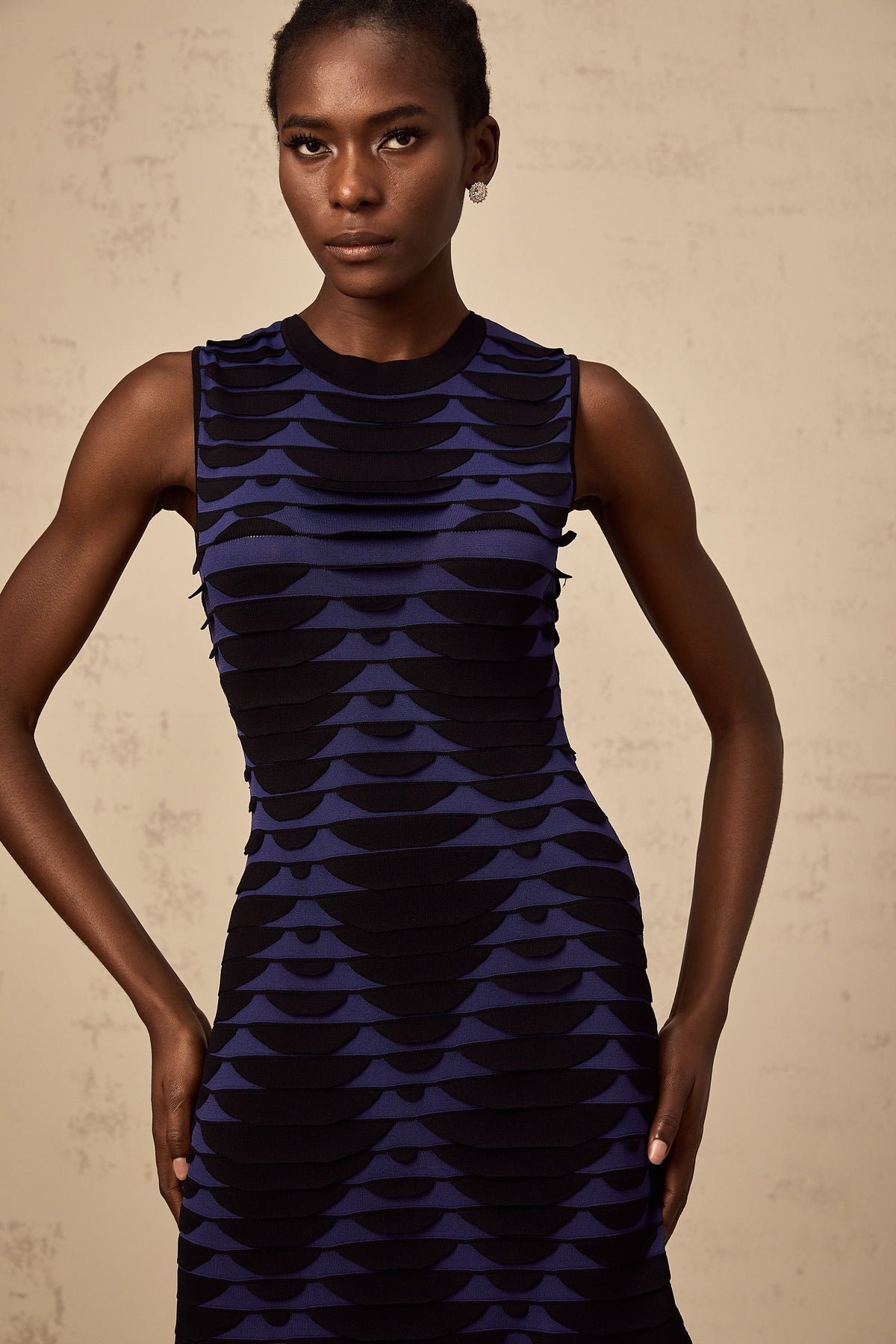 Anaïs black snake-pattern godet mini dress