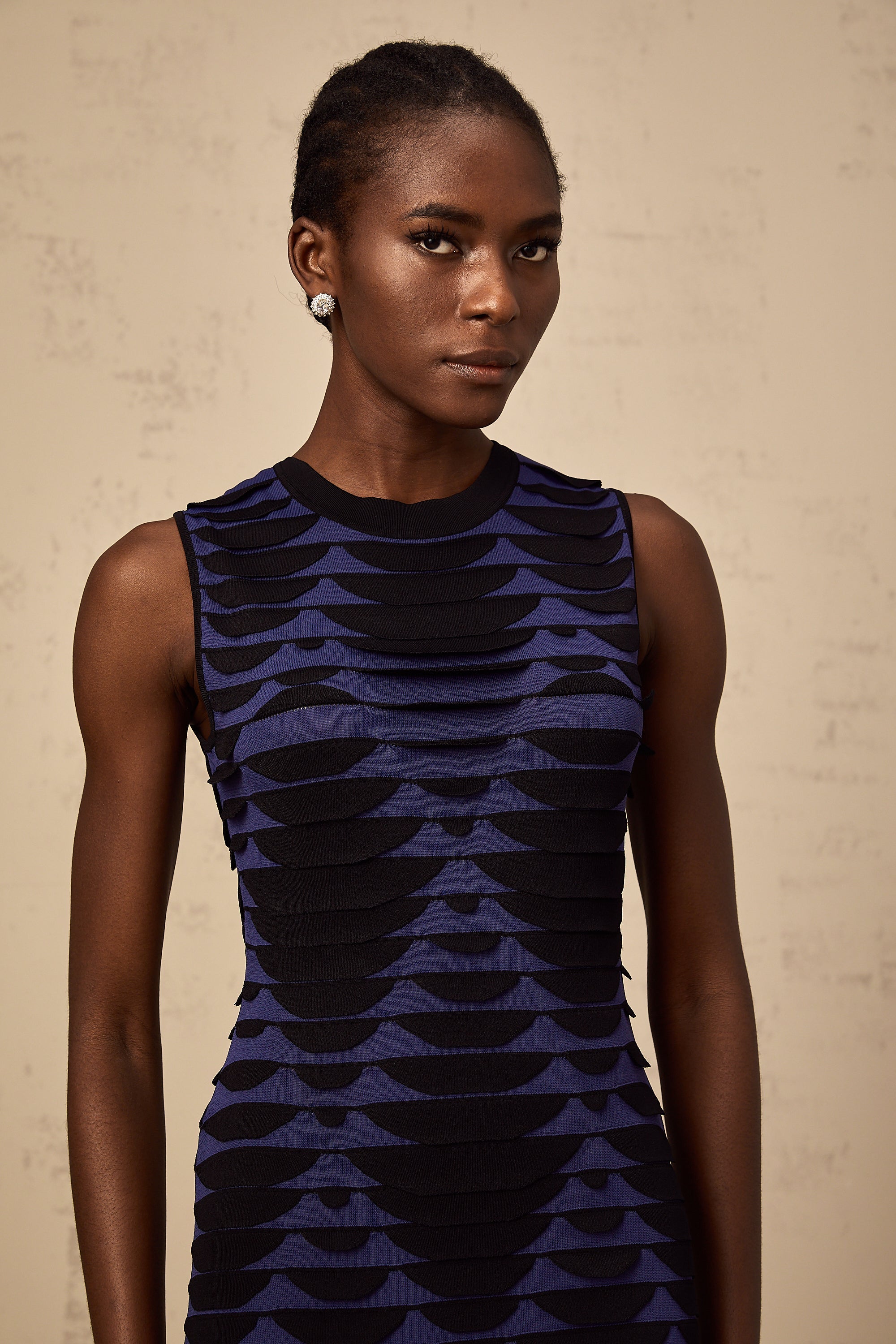 Anaïs black snake-pattern godet mini dress