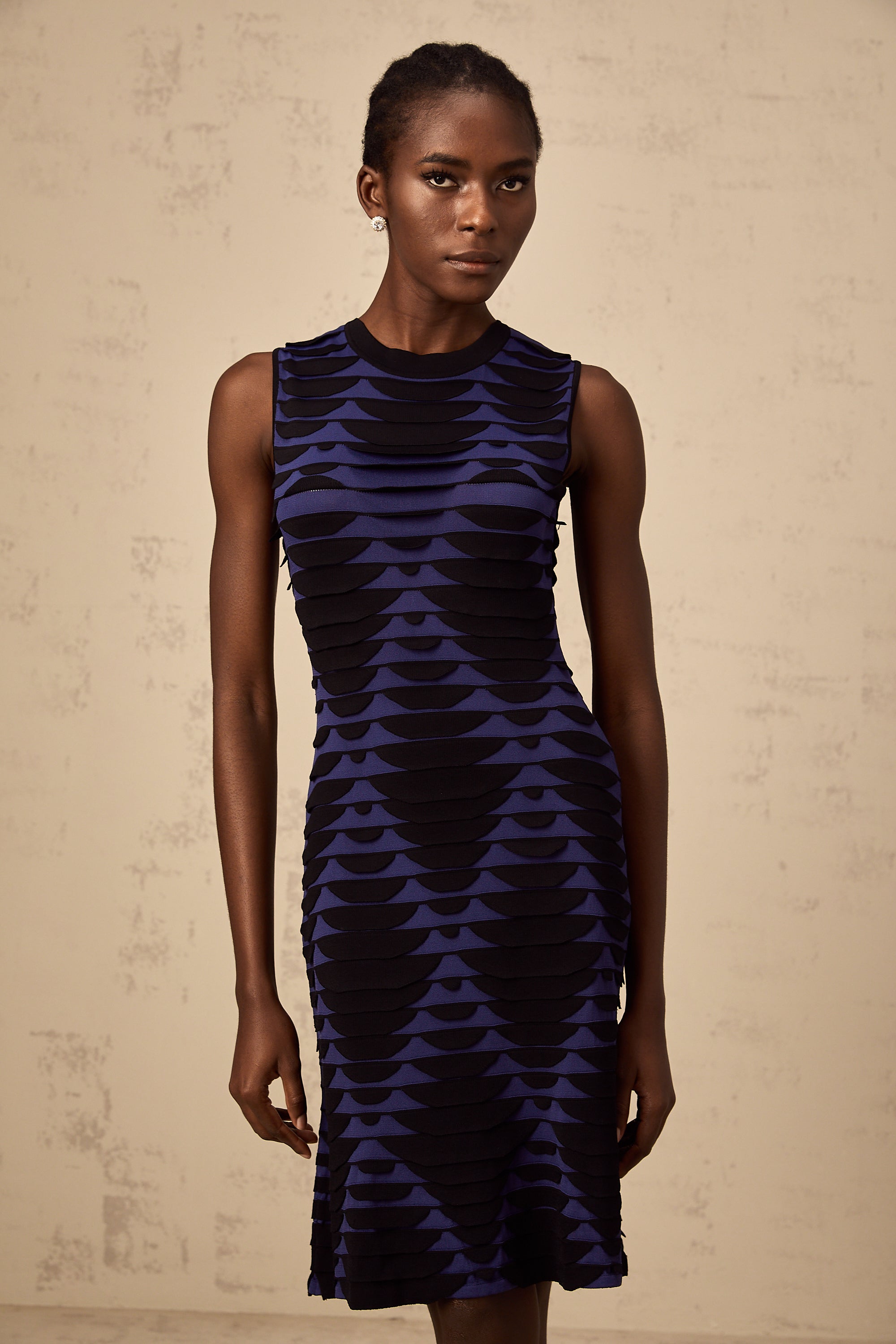 Anaïs black snake-pattern godet mini dress