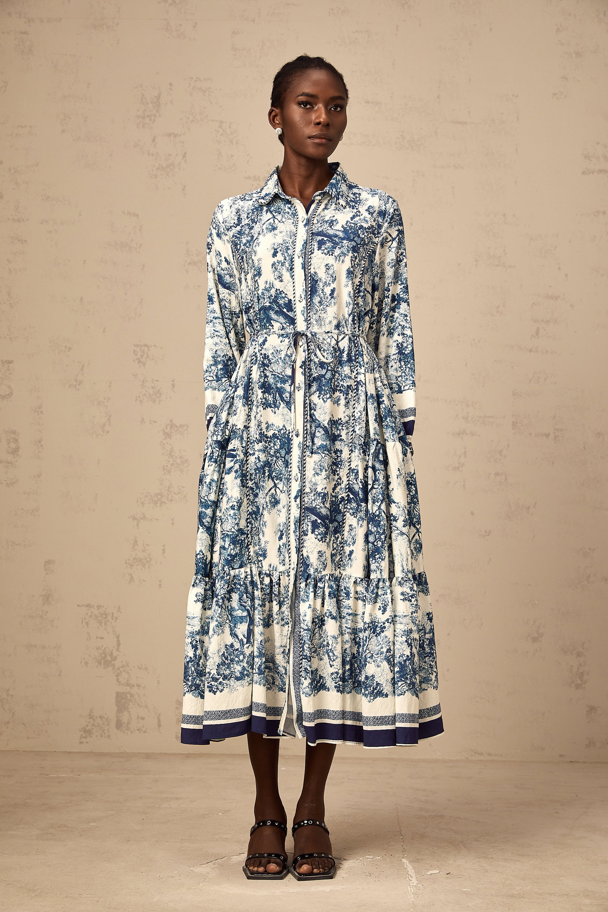 Adélaïde graphic-print midi dress in Blue (Final Sale-US Only)