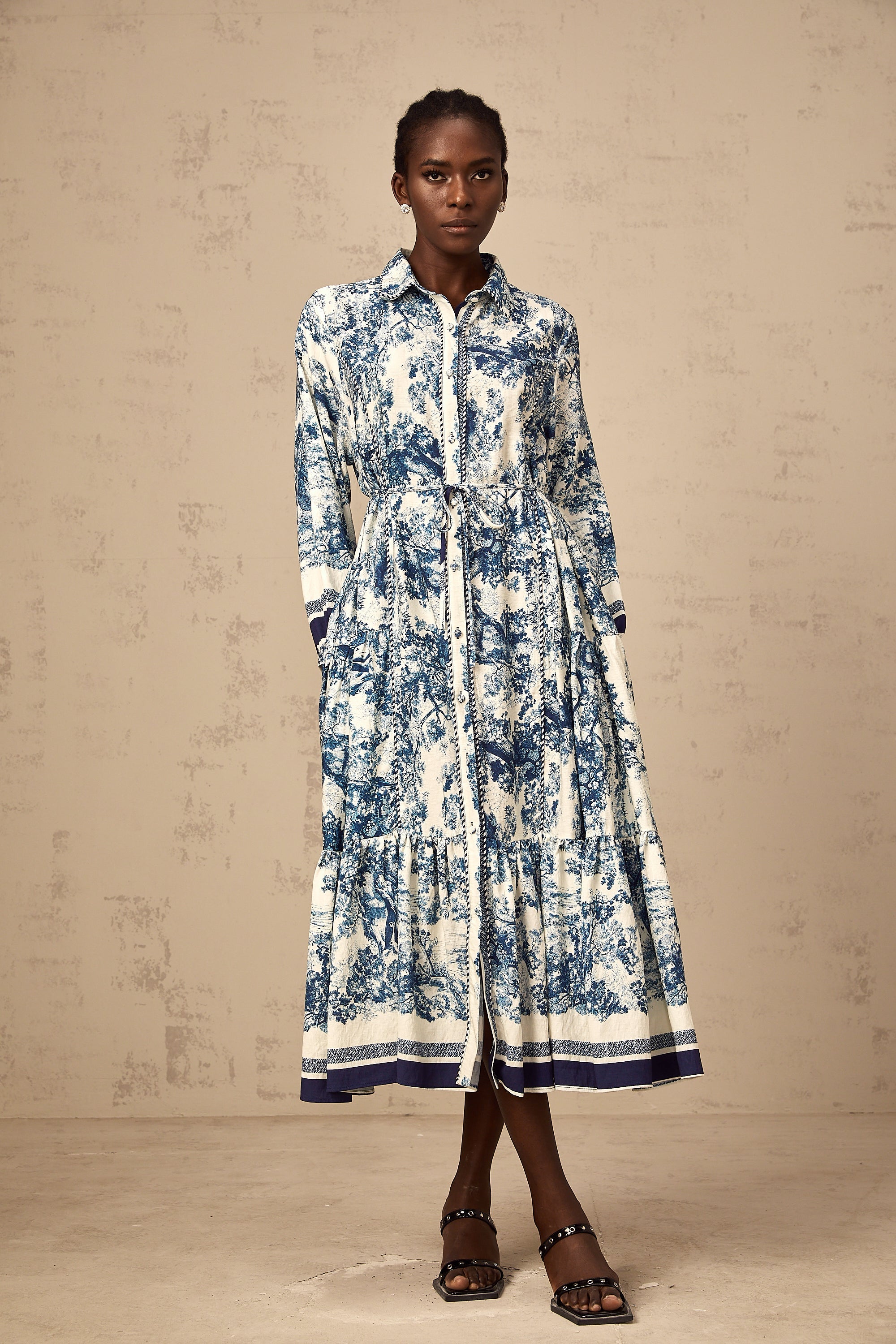 Adélaïde graphic-print midi dress in Blue (Final Sale-US Only)