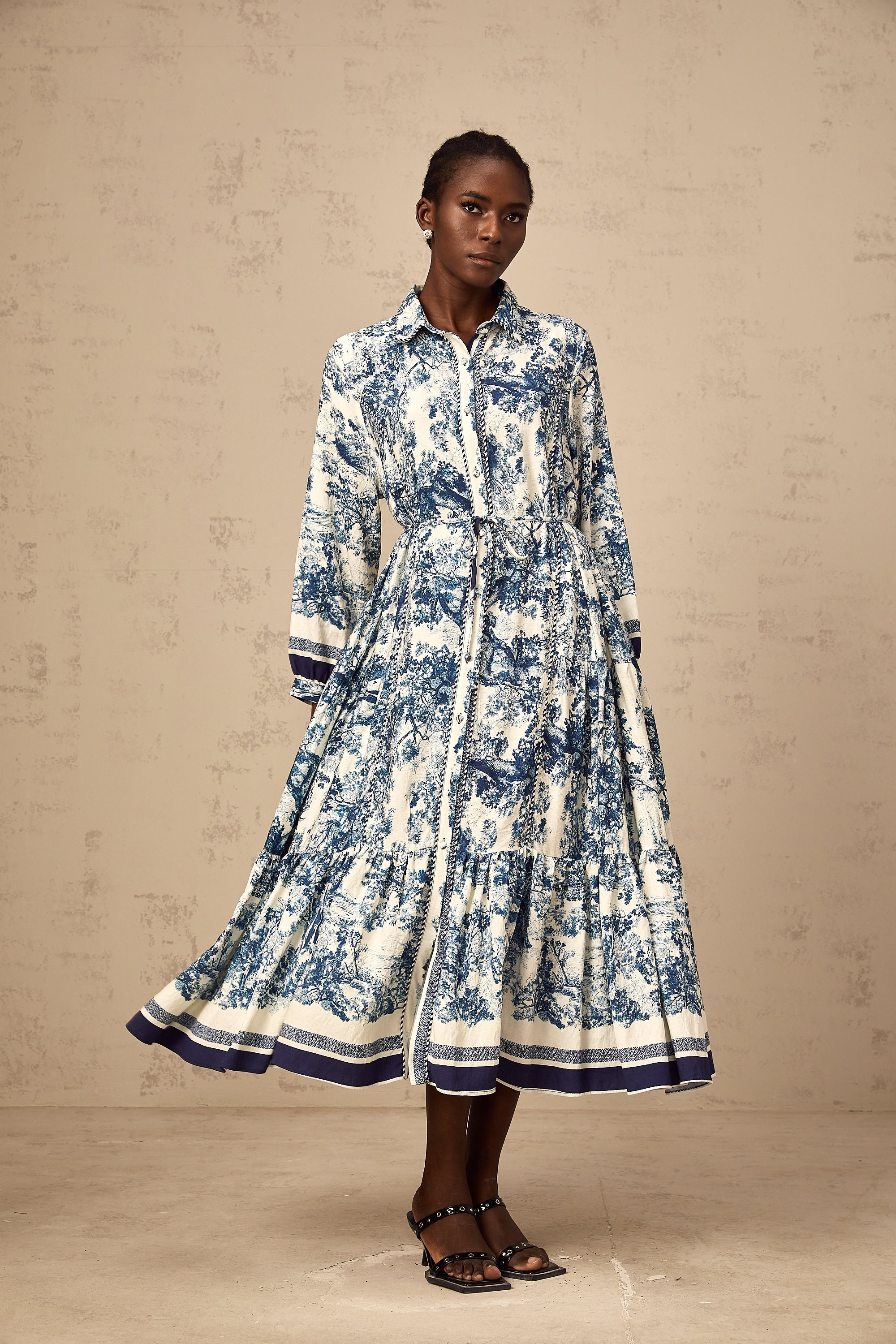 Adélaïde graphic-print midi dress in Blue (Final Sale-US Only)