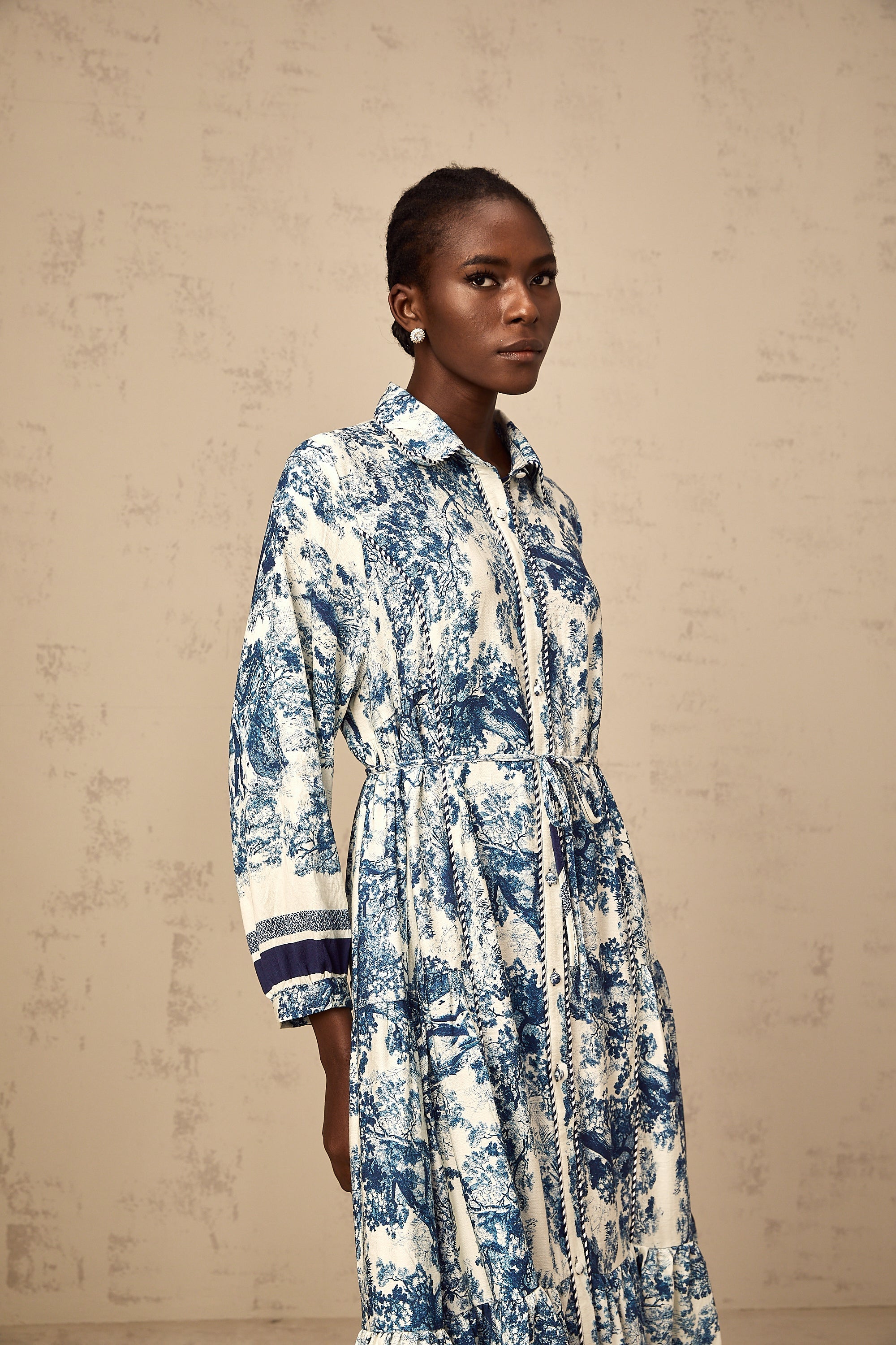 Adélaïde graphic-print midi dress in Blue (Final Sale-US Only)