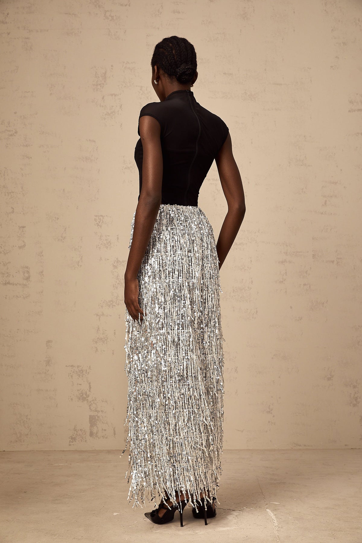 Virginie two-tone corset-style top & skirt matching set