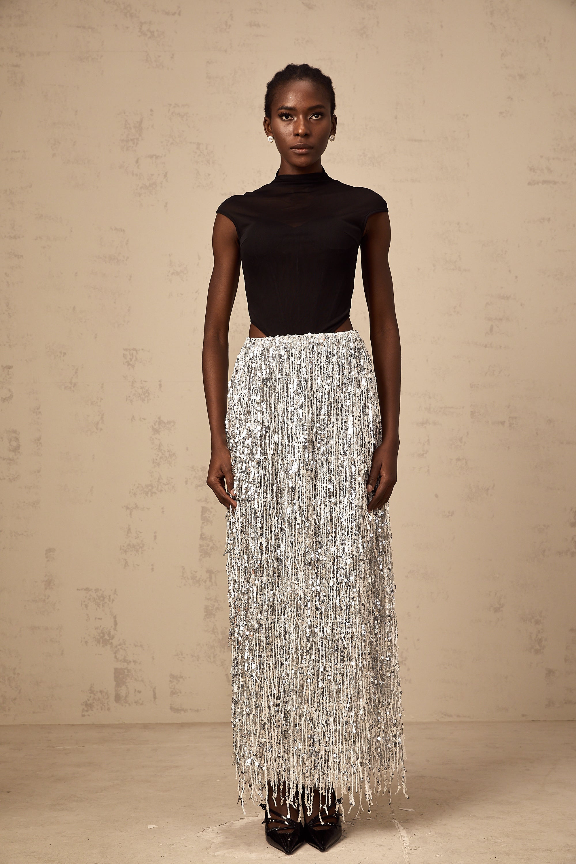 Virginie two-tone corset-style top & skirt matching set
