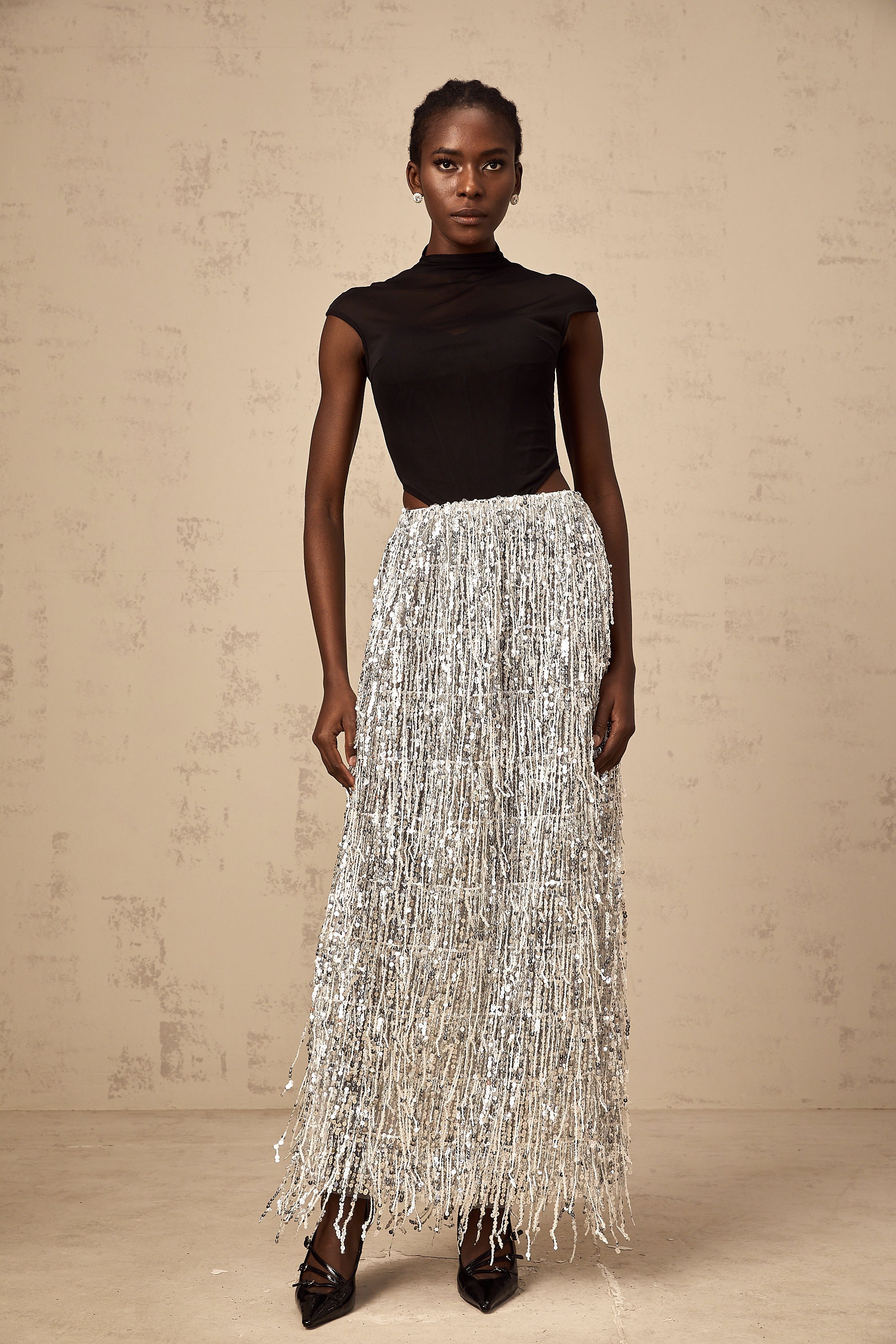 Virginie two-tone corset-style top & skirt matching set