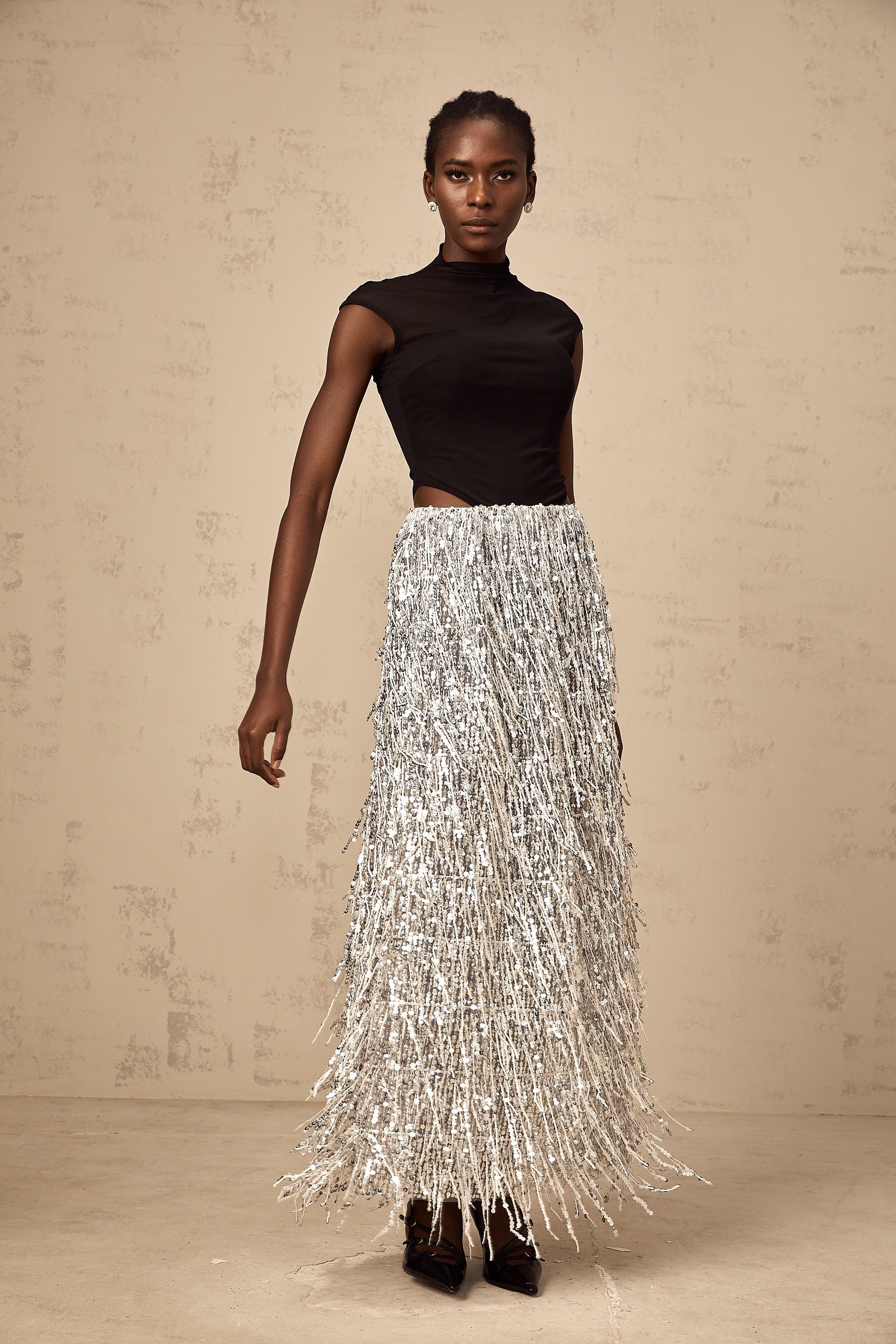 Virginie two-tone corset-style top & skirt matching set
