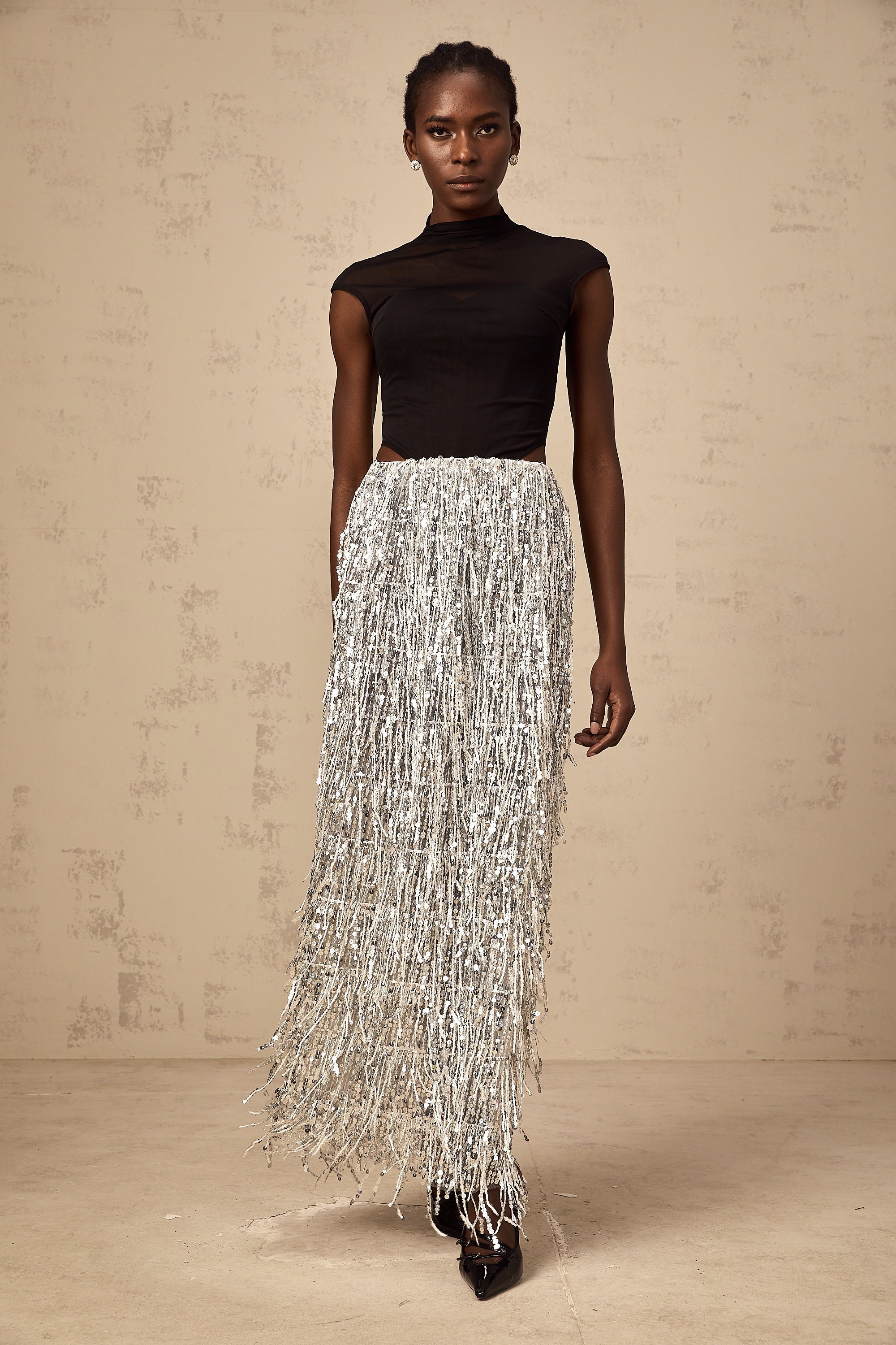 Virginie two-tone corset-style top & skirt matching set