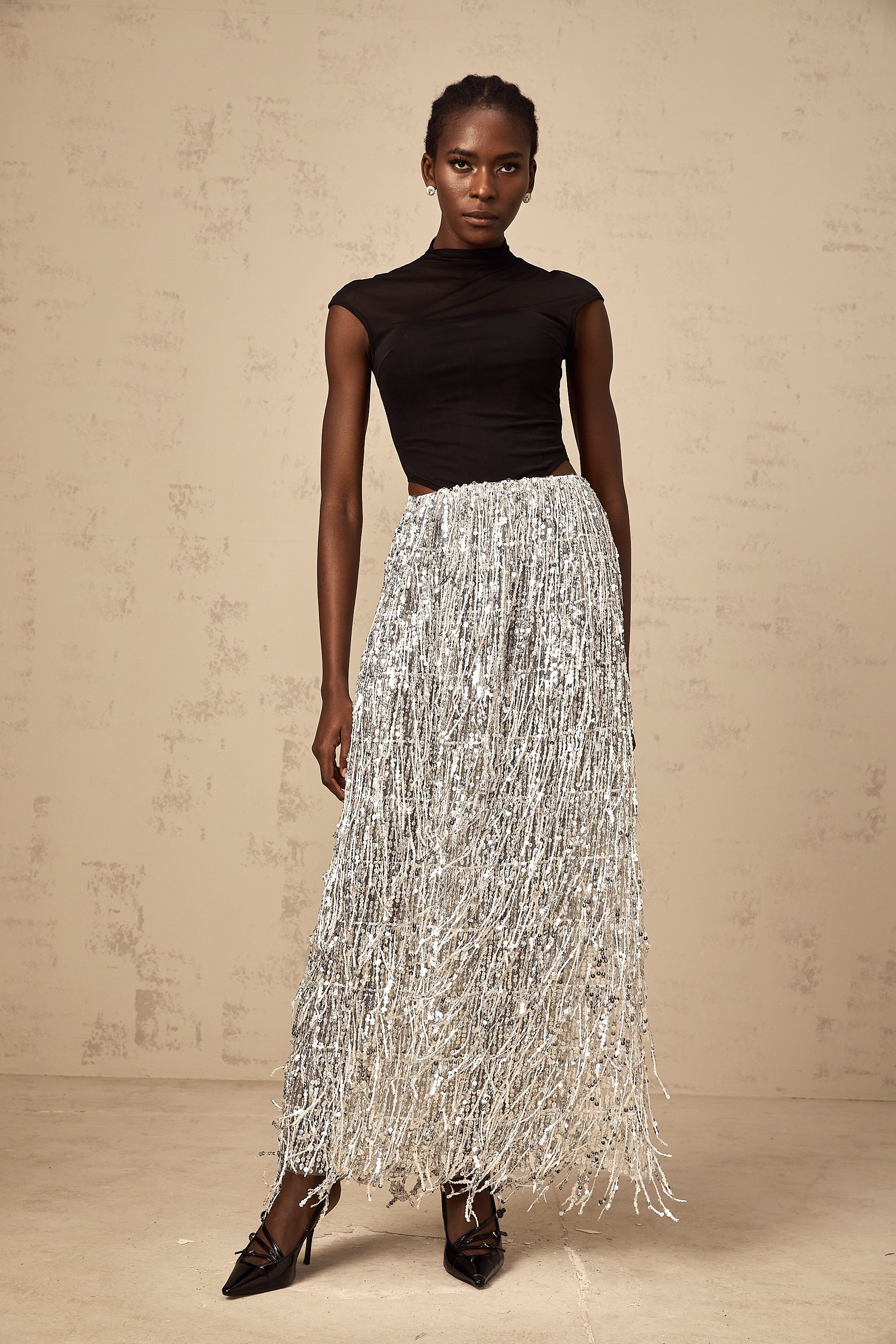 Virginie two-tone corset-style top & skirt matching set