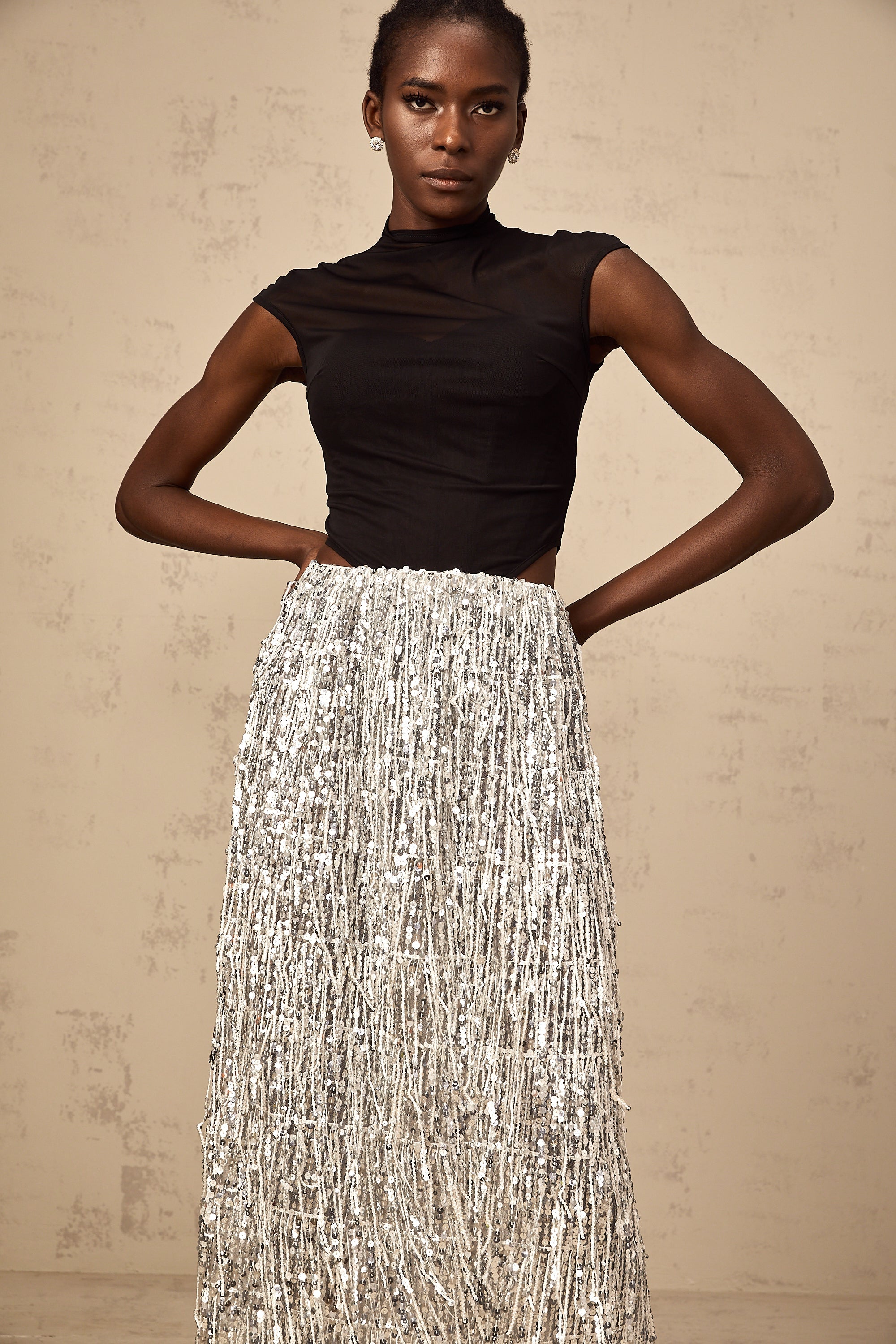 Virginie two-tone corset-style top & skirt matching set
