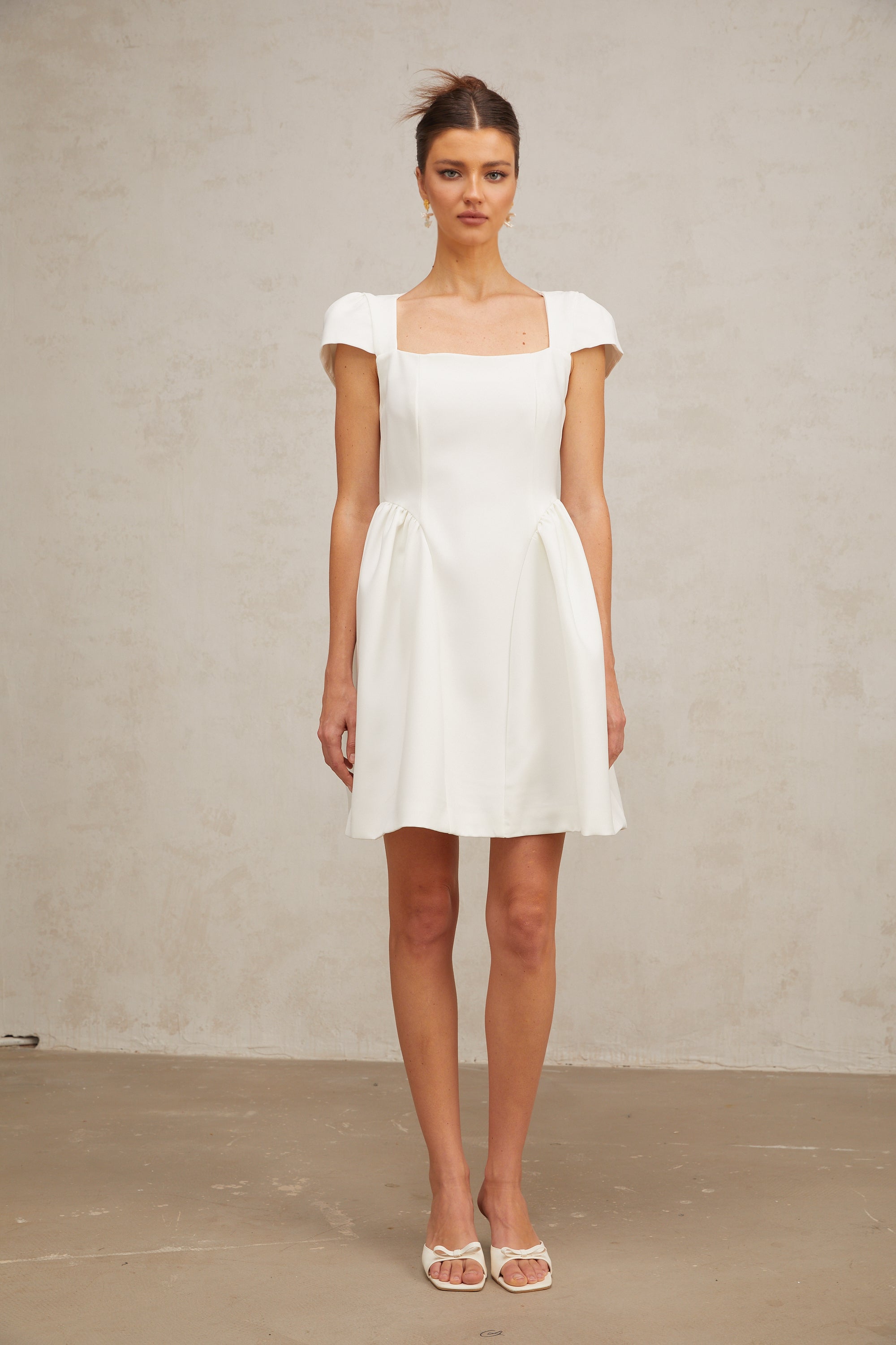 Raphaëla white cap-sleeve mini dress (US Only)