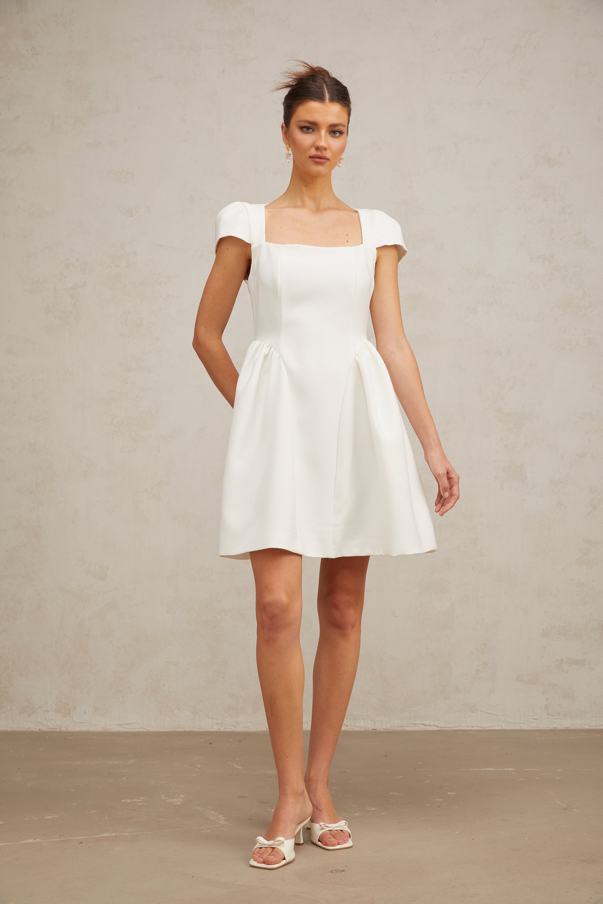 Raphaëla white cap-sleeve mini dress (US Only)