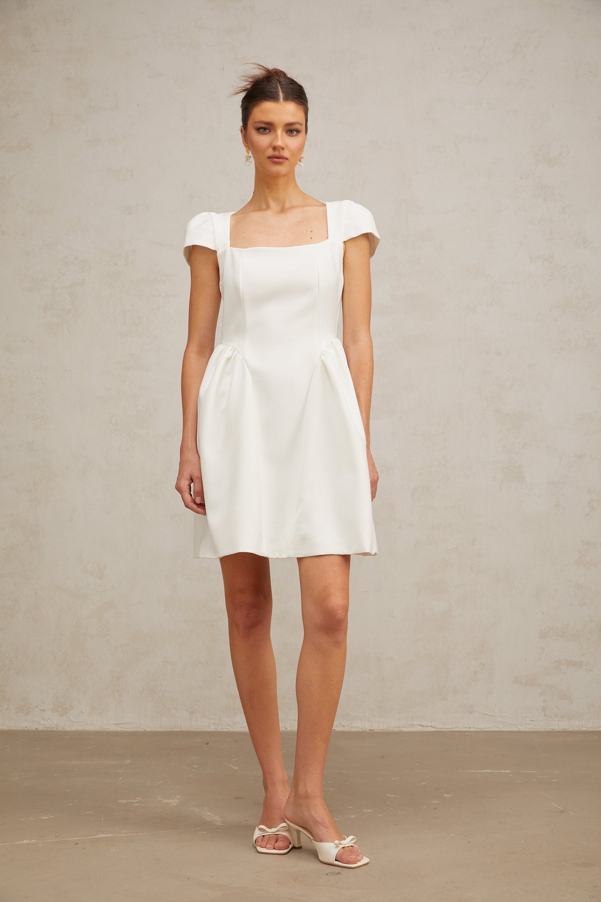 Raphaëla white cap-sleeve mini dress