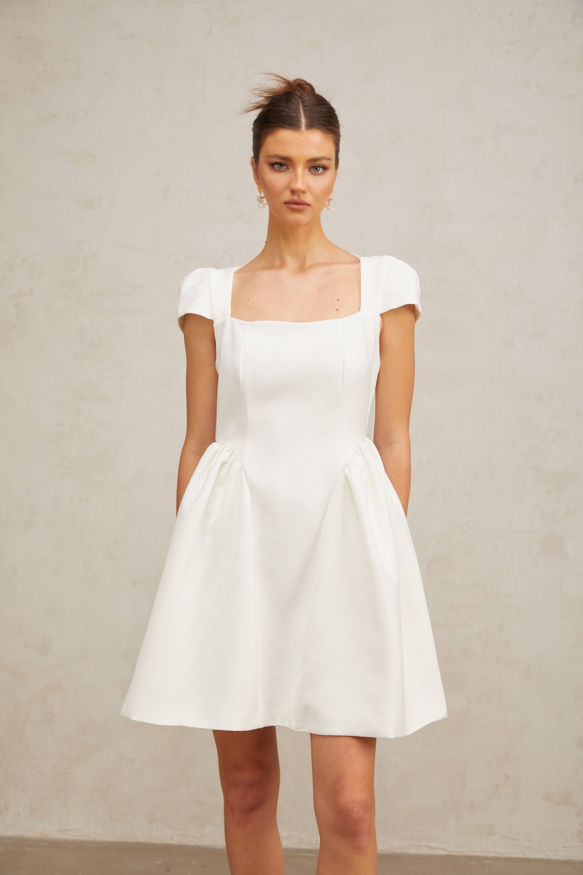 Raphaëla white cap-sleeve mini dress
