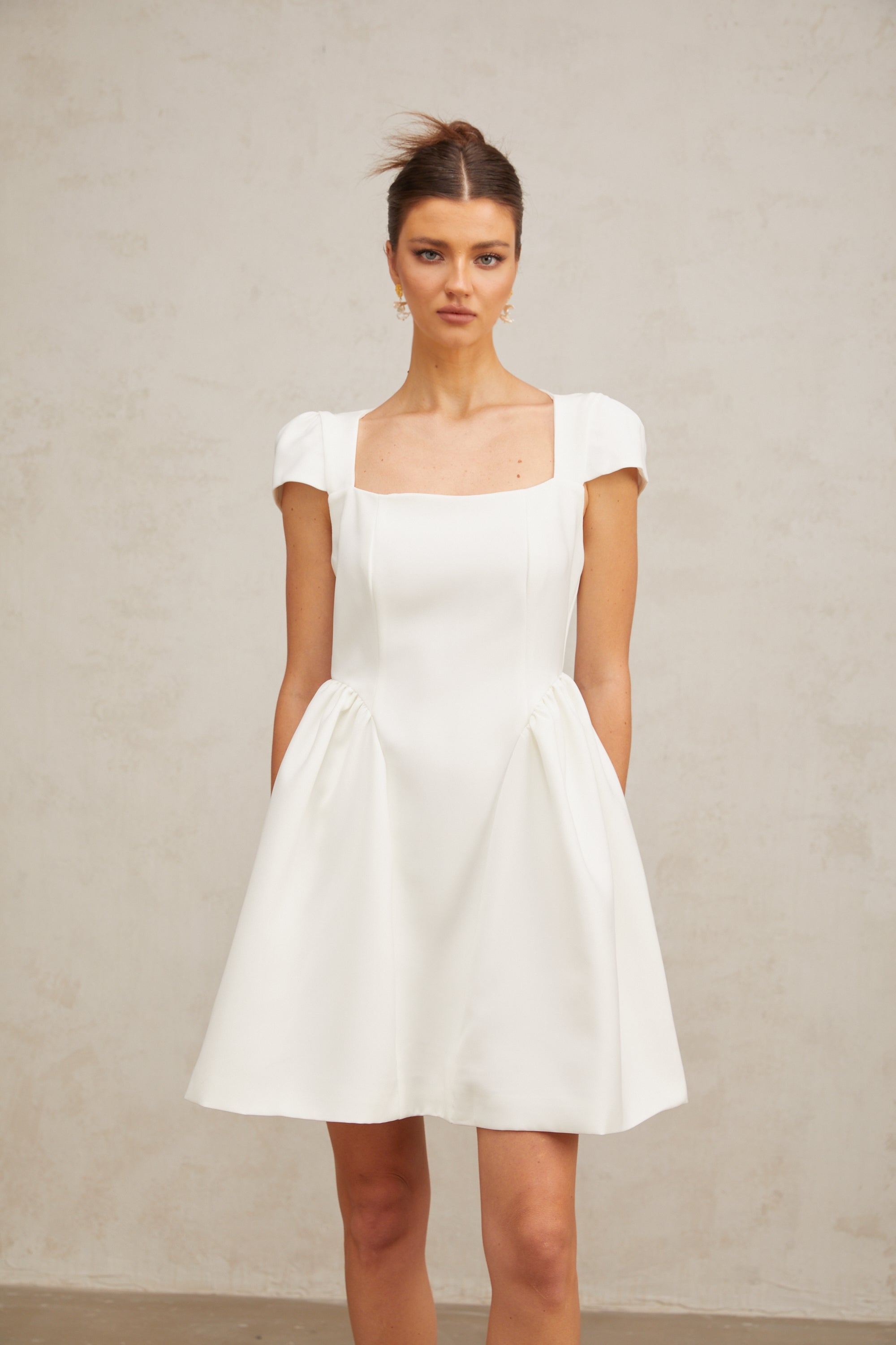 Raphaëla white cap-sleeve mini dress (US Only)