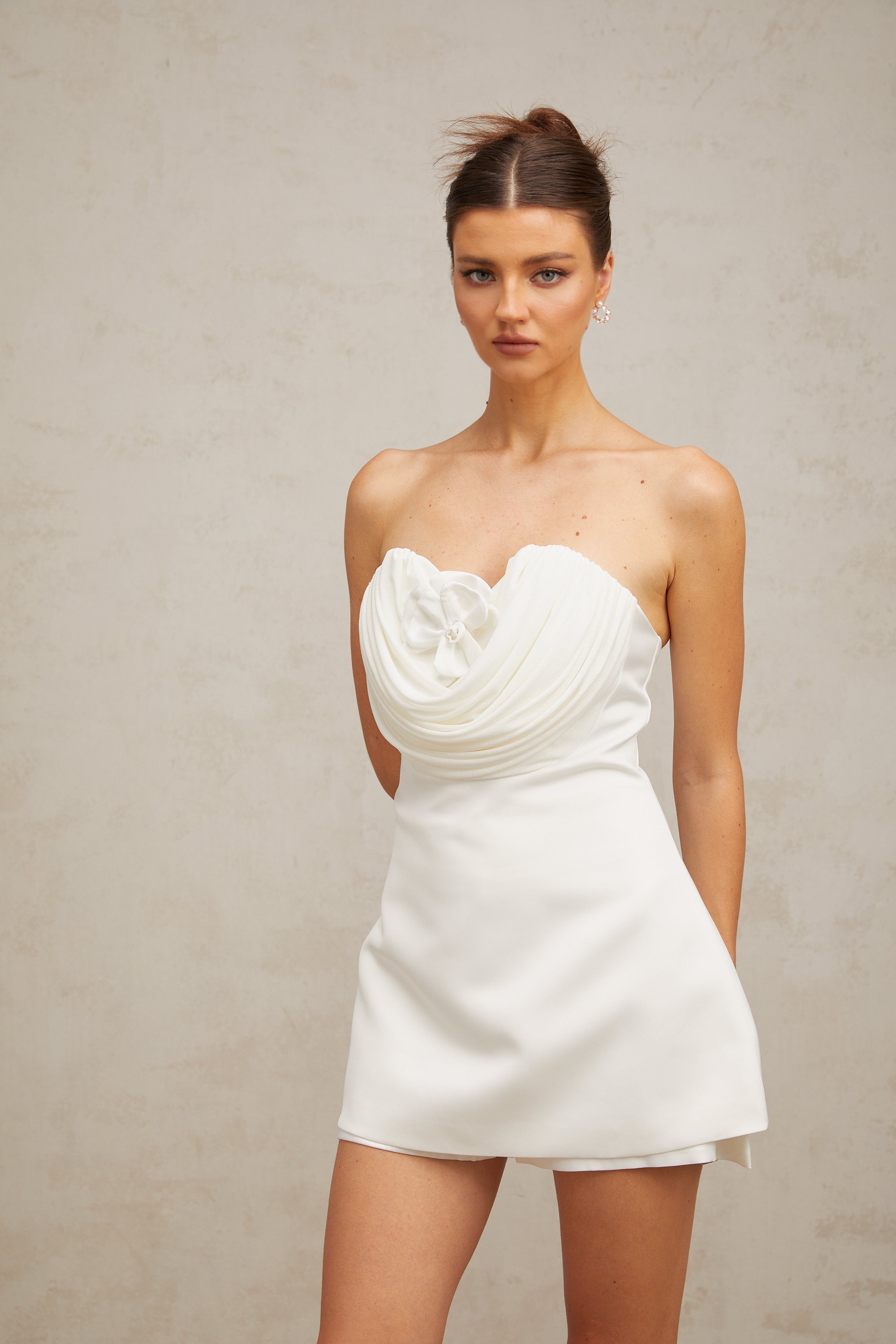 Lucie white floral-appliqué mini dress
