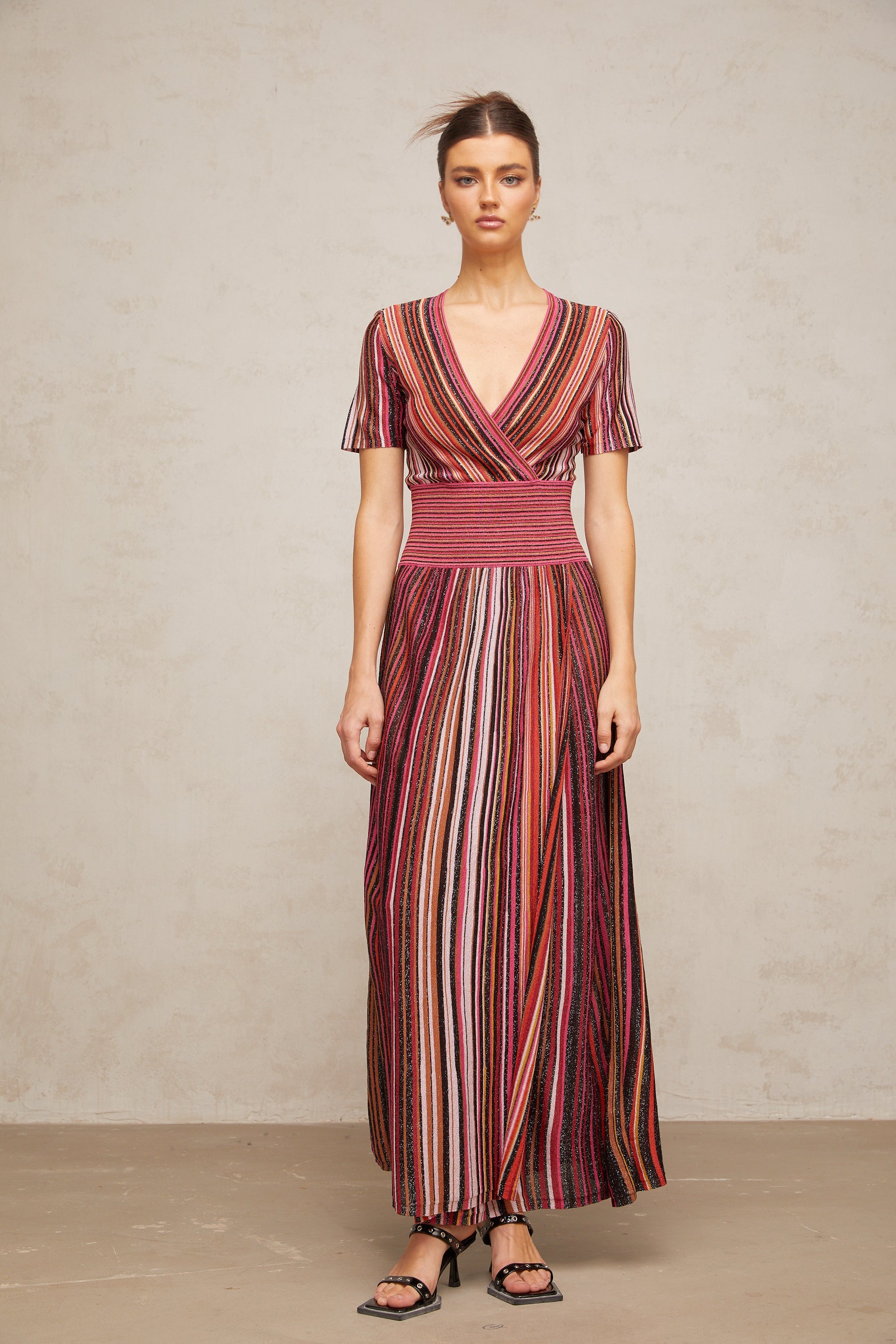 Quirine multicolor metallic knit maxi dress