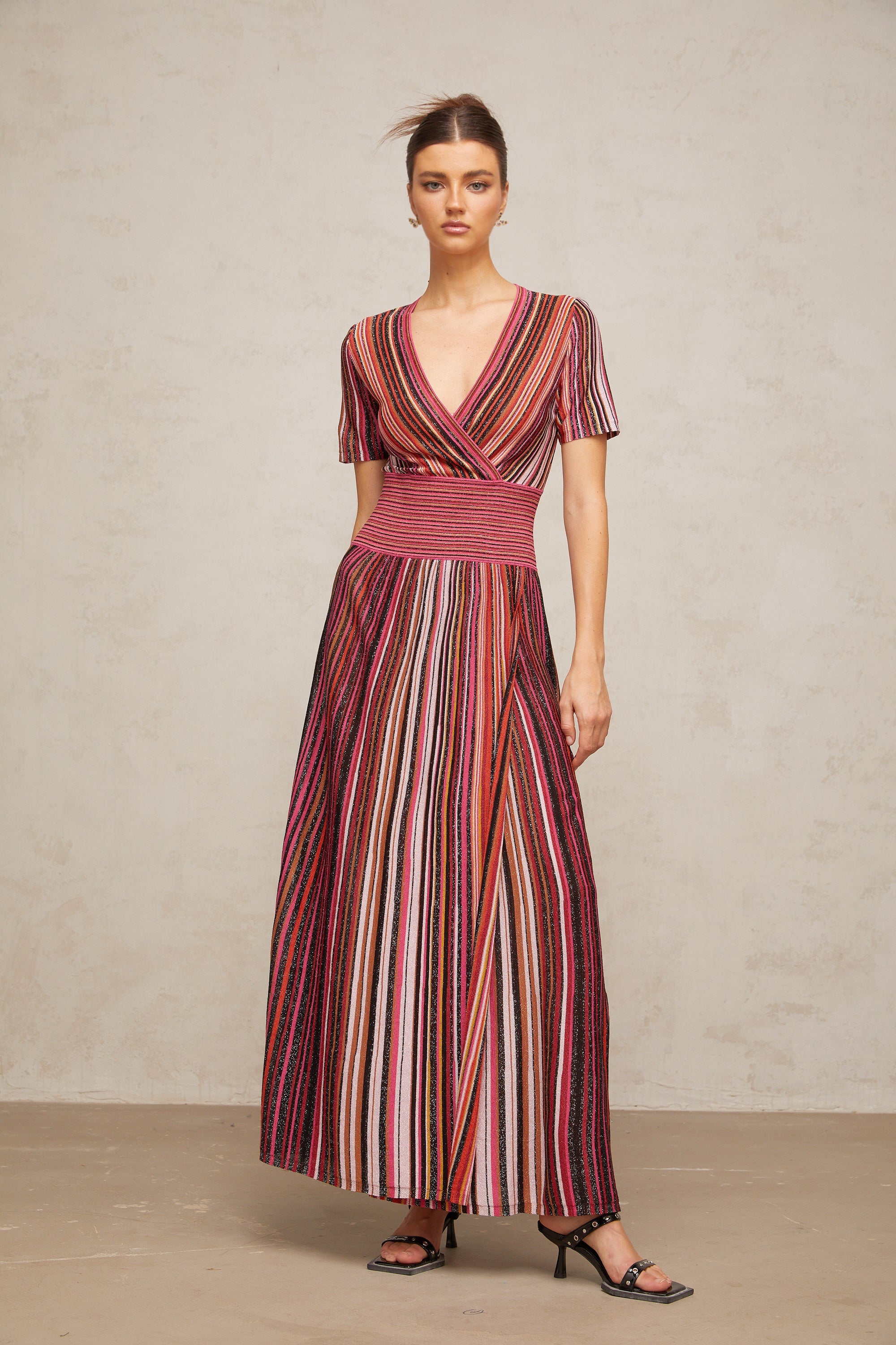 Quirine multicolor metallic knit maxi dress
