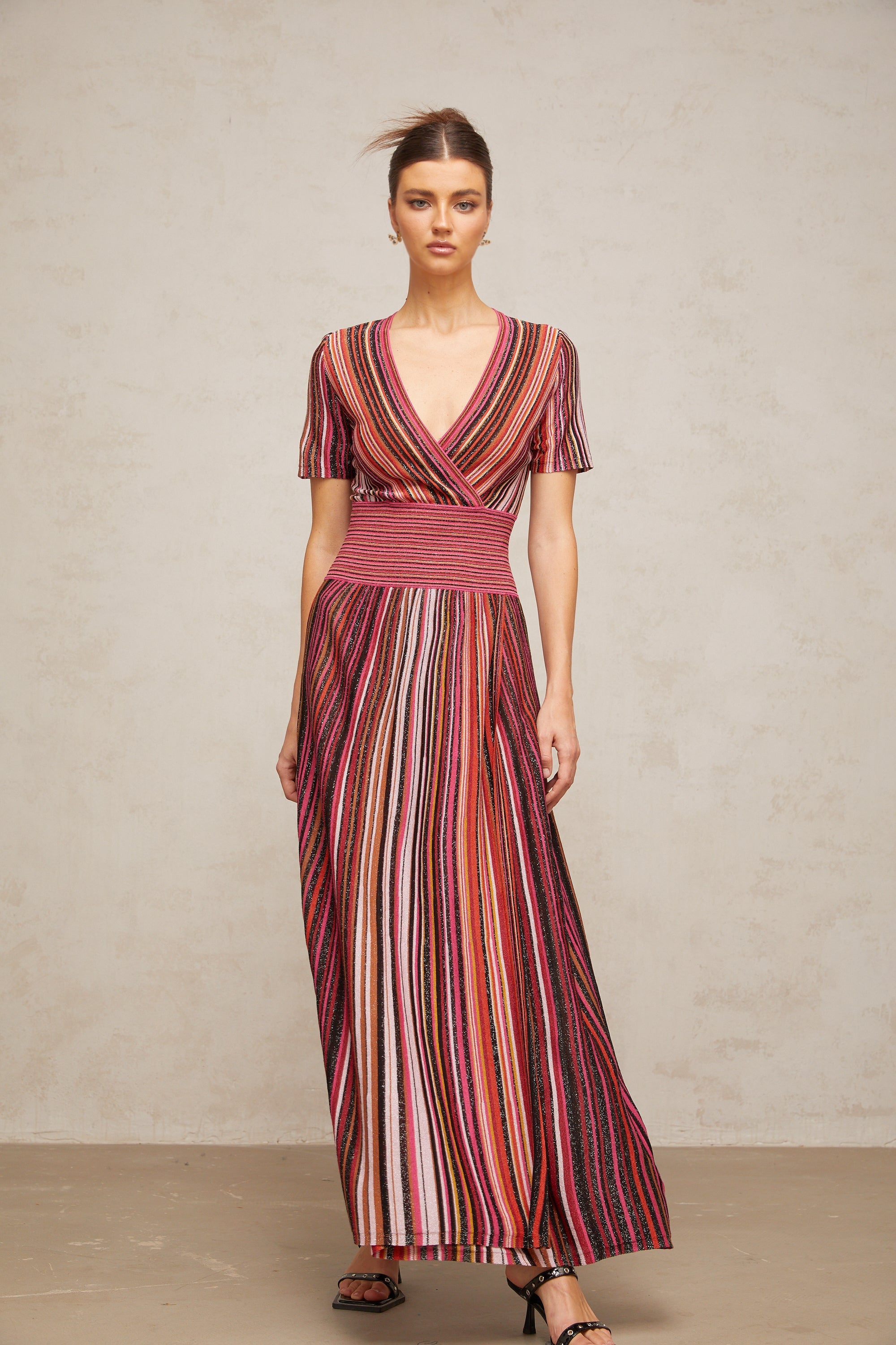 Quirine multicolor metallic knit maxi dress