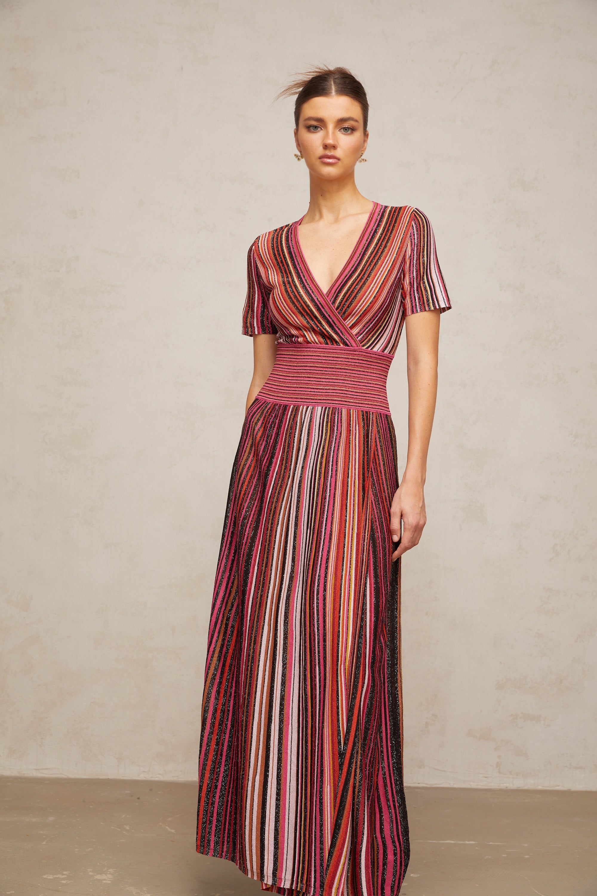 Quirine multicolor metallic knit maxi dress