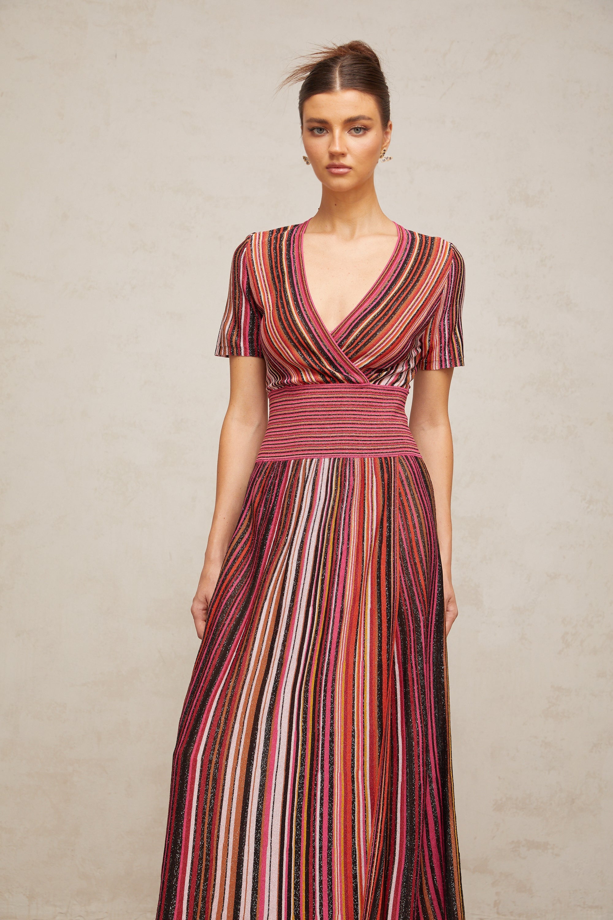 Quirine multicolor metallic knit maxi dress