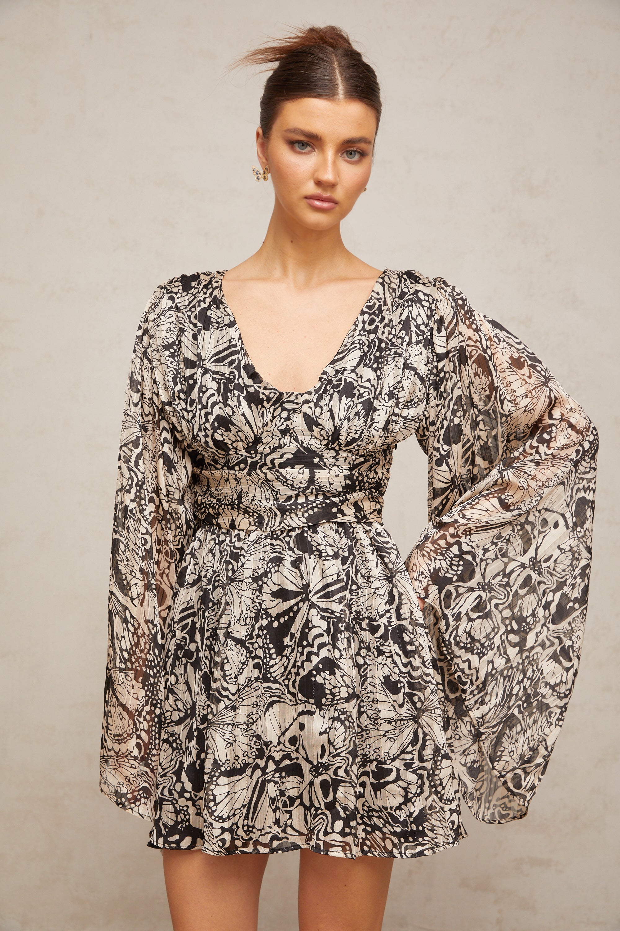 Perrine pattern-print V-neck mini dress