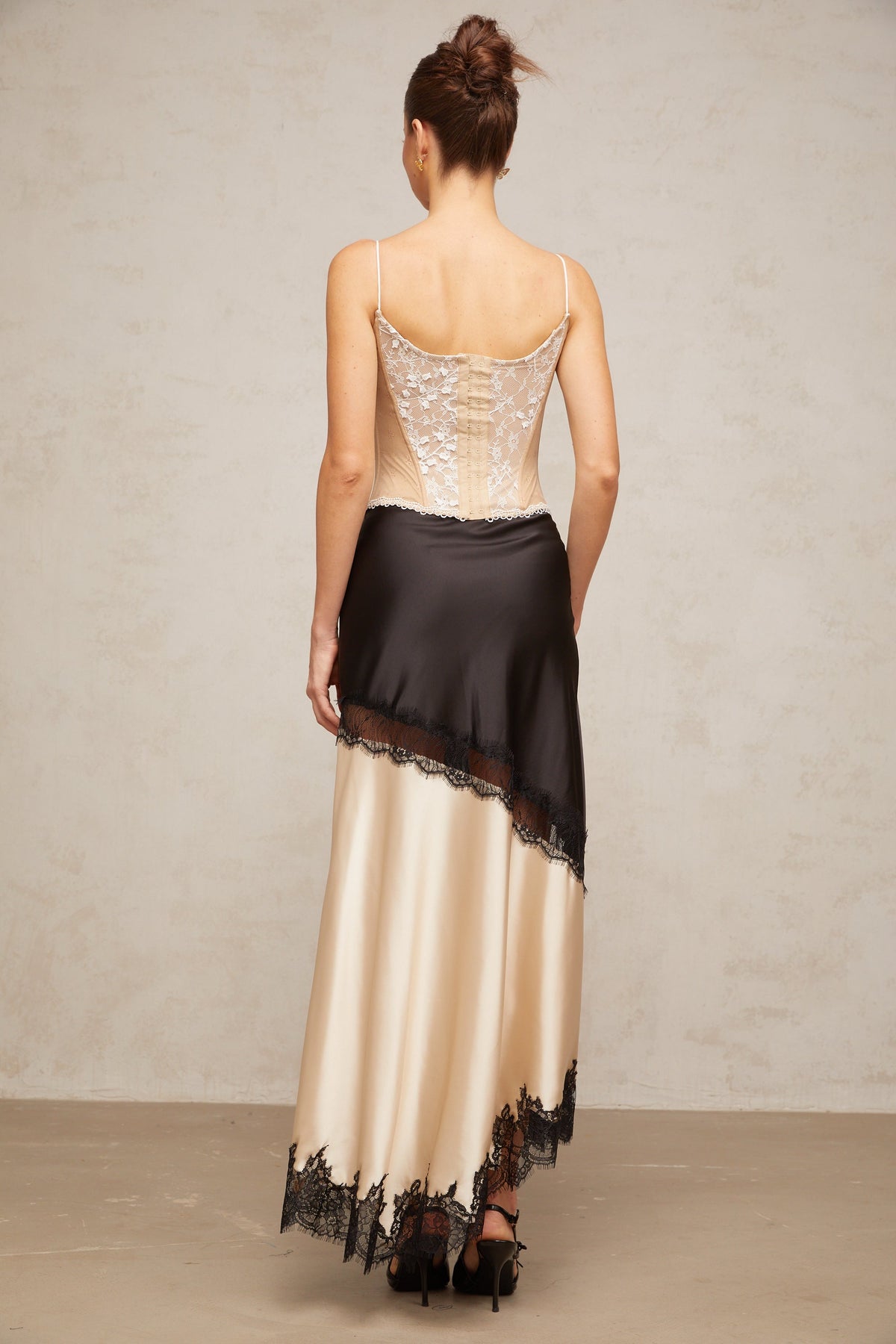 Karine floral-lace-panelling bustier top
