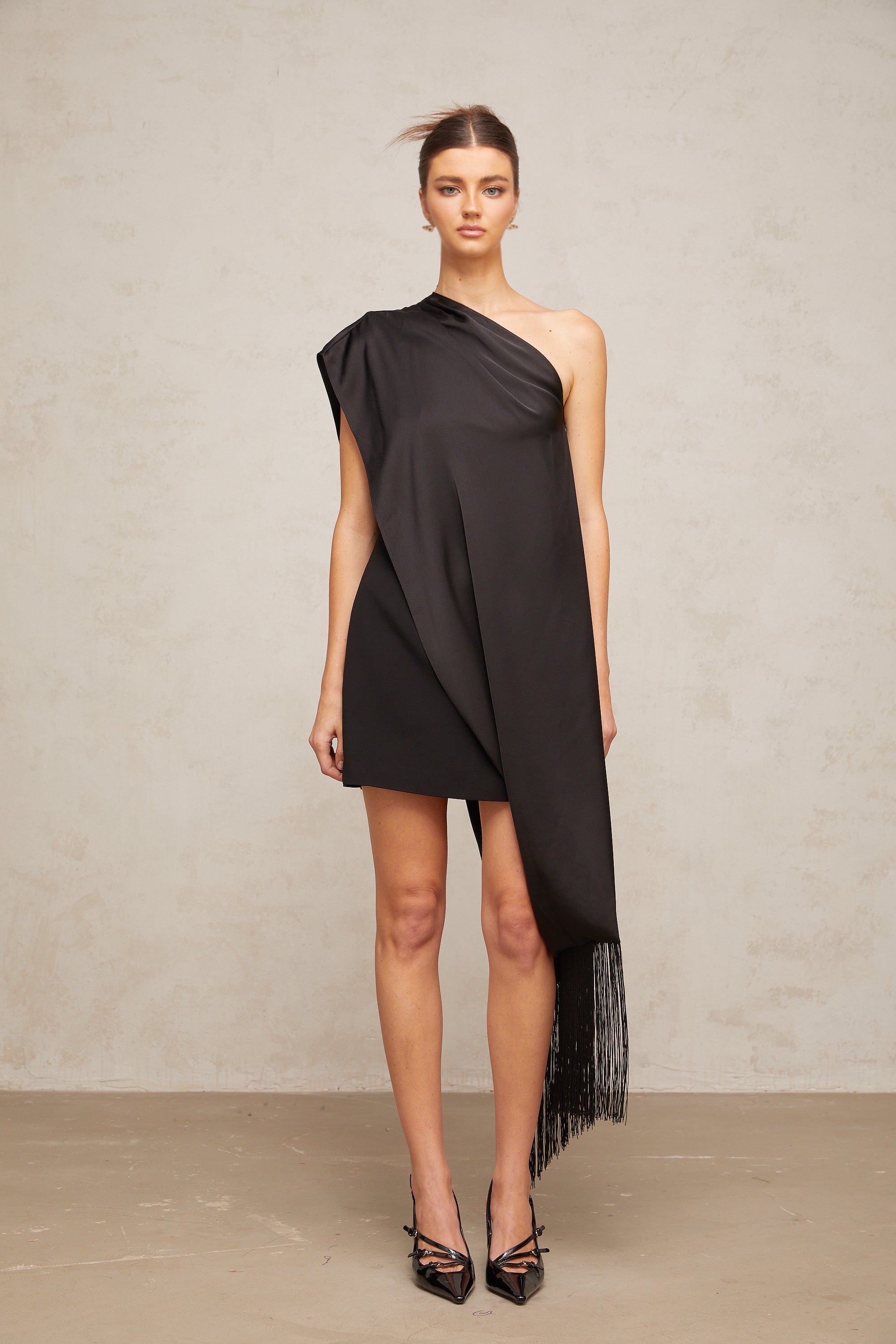 Valentine black one-shoulder mini dress (Final Sale-US Only)