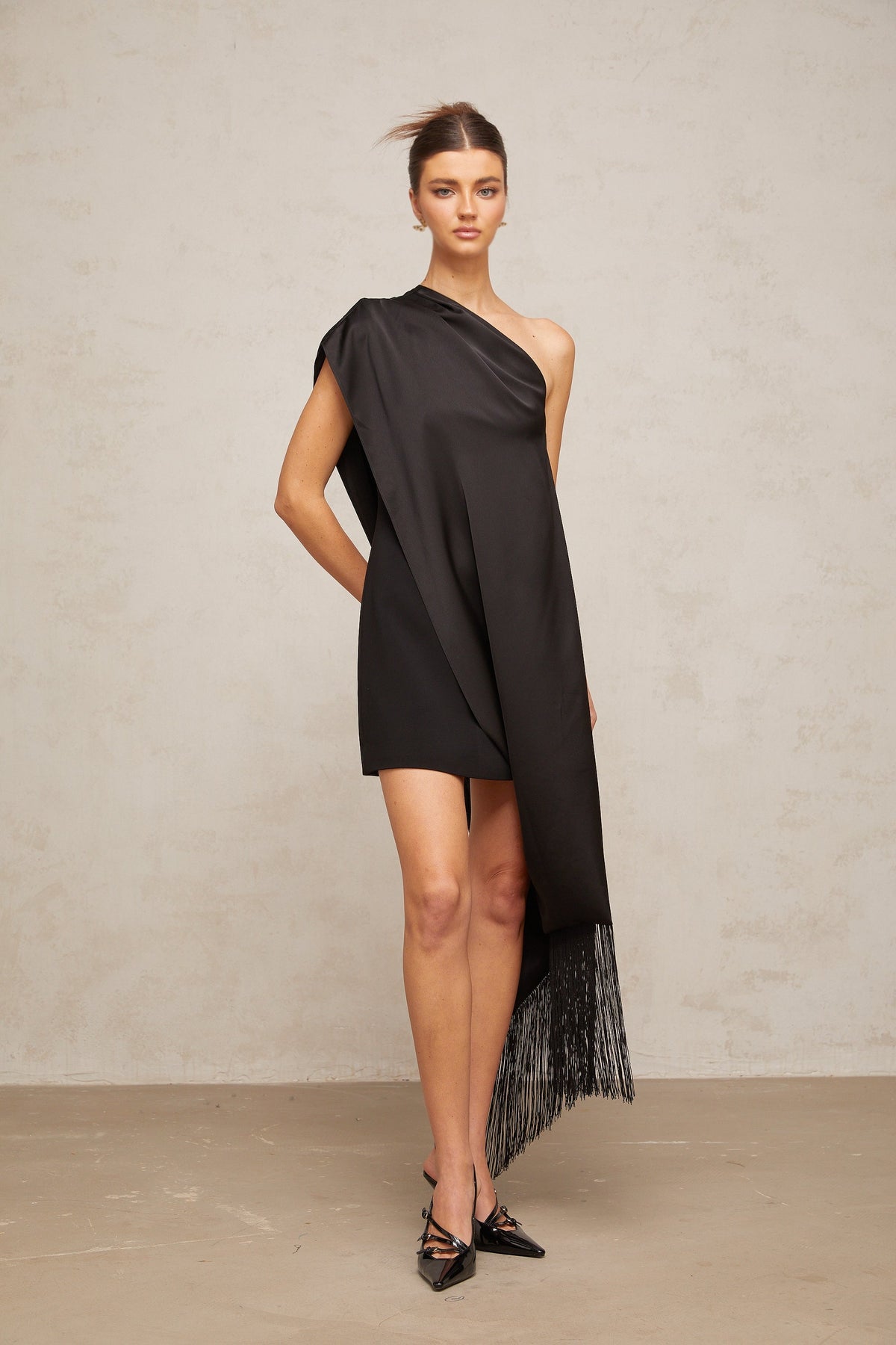 Valentine black one-shoulder mini dress (Final Sale-US Only)