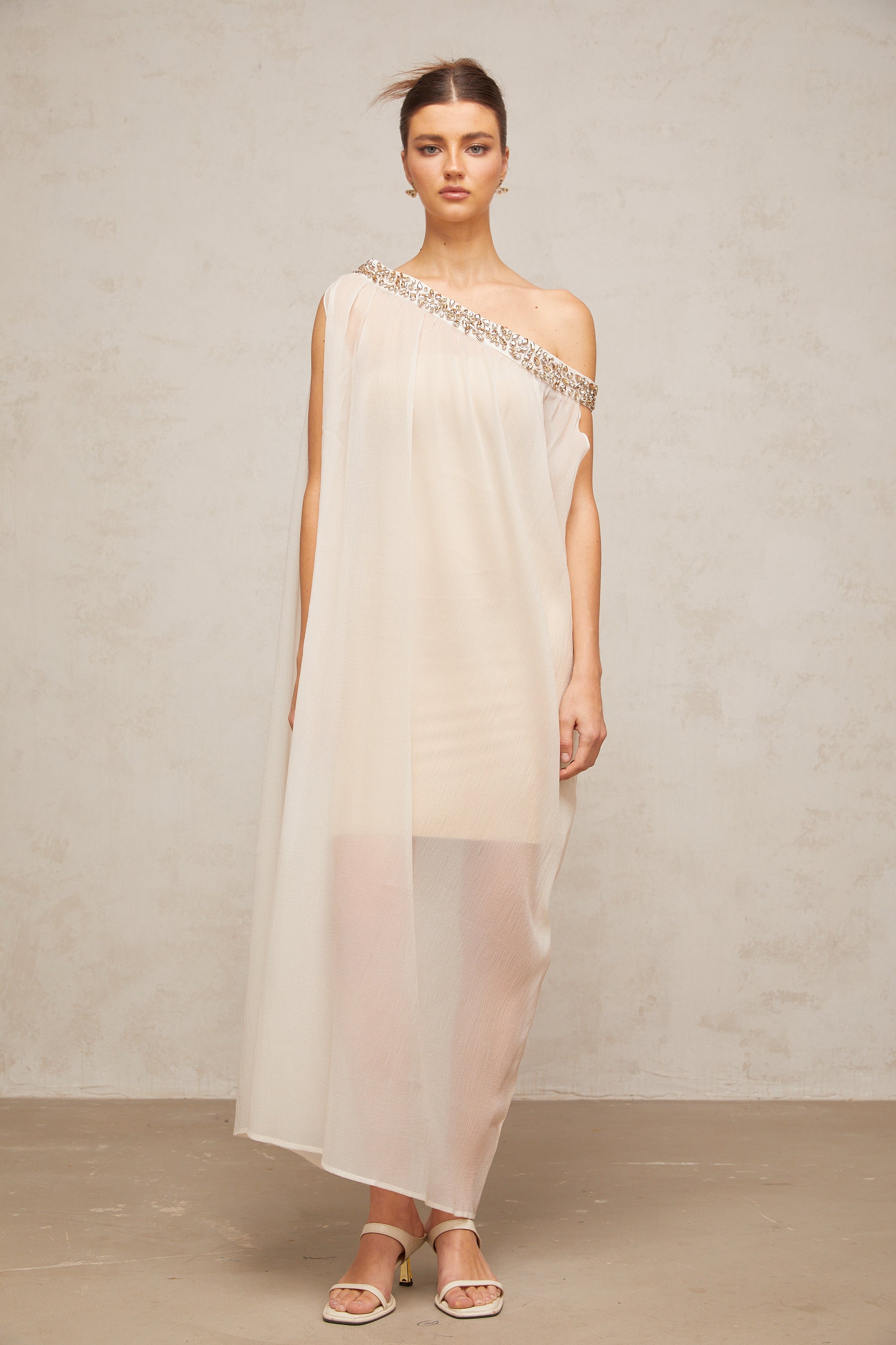 Austen crystal-embellished semi-sheer midi dress