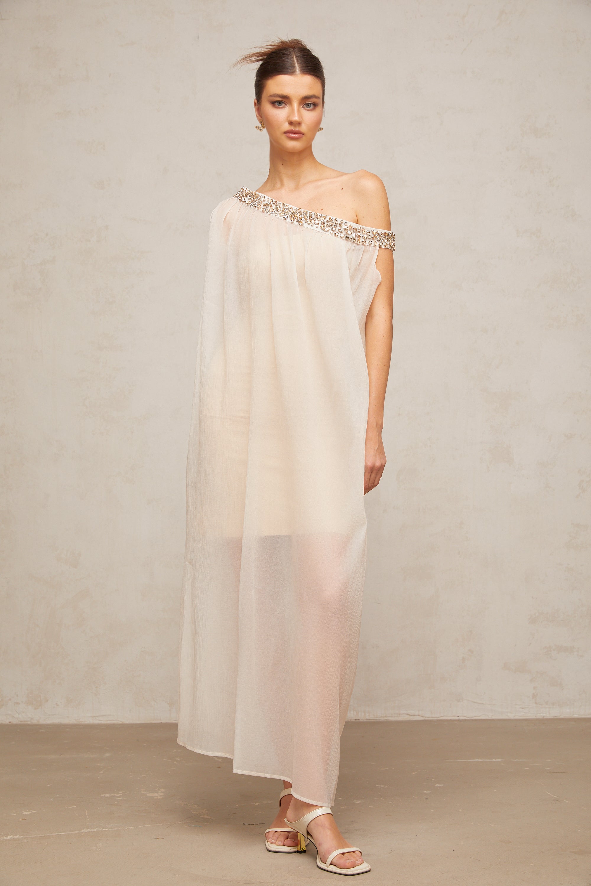 Austen crystal-embellished semi-sheer midi dress