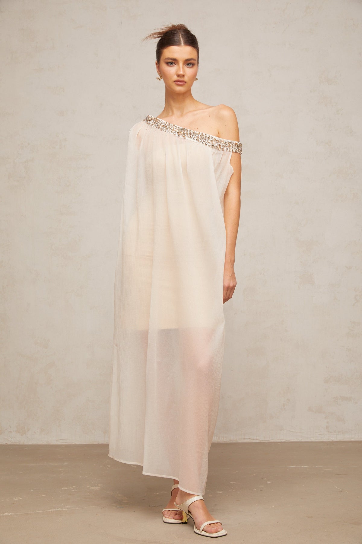 Austen crystal-embellished semi-sheer midi dress (Final Sale)