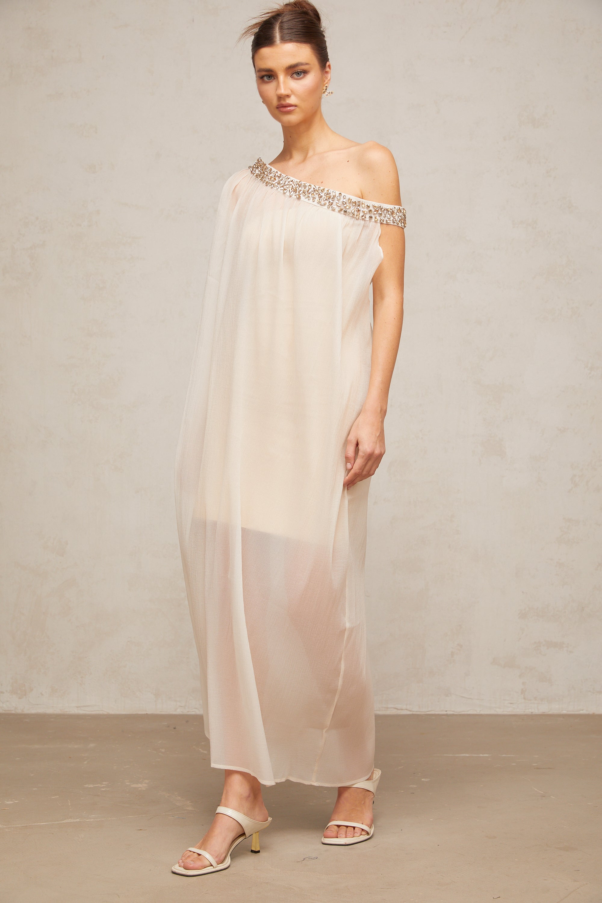 Austen crystal-embellished semi-sheer midi dress