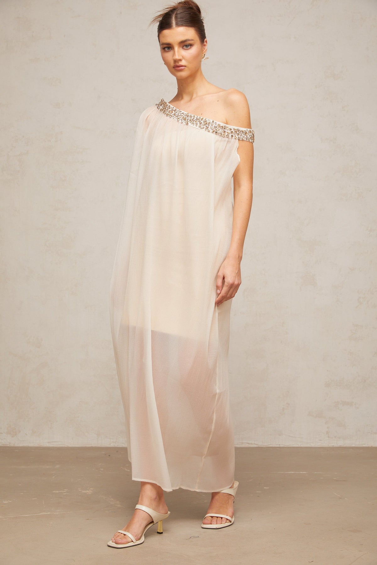 Austen crystal-embellished semi-sheer midi dress (Final Sale)