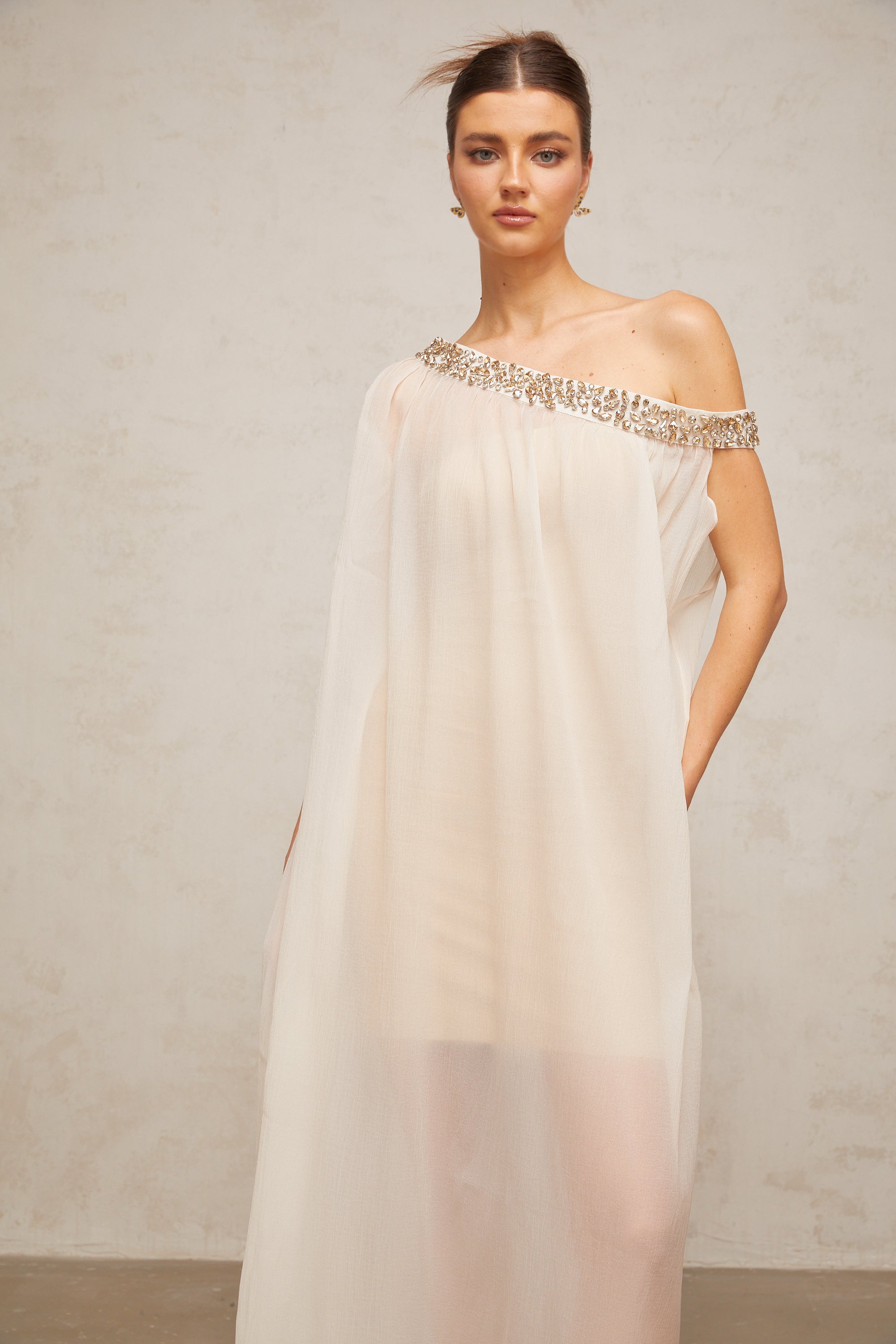 Austen crystal-embellished semi-sheer midi dress