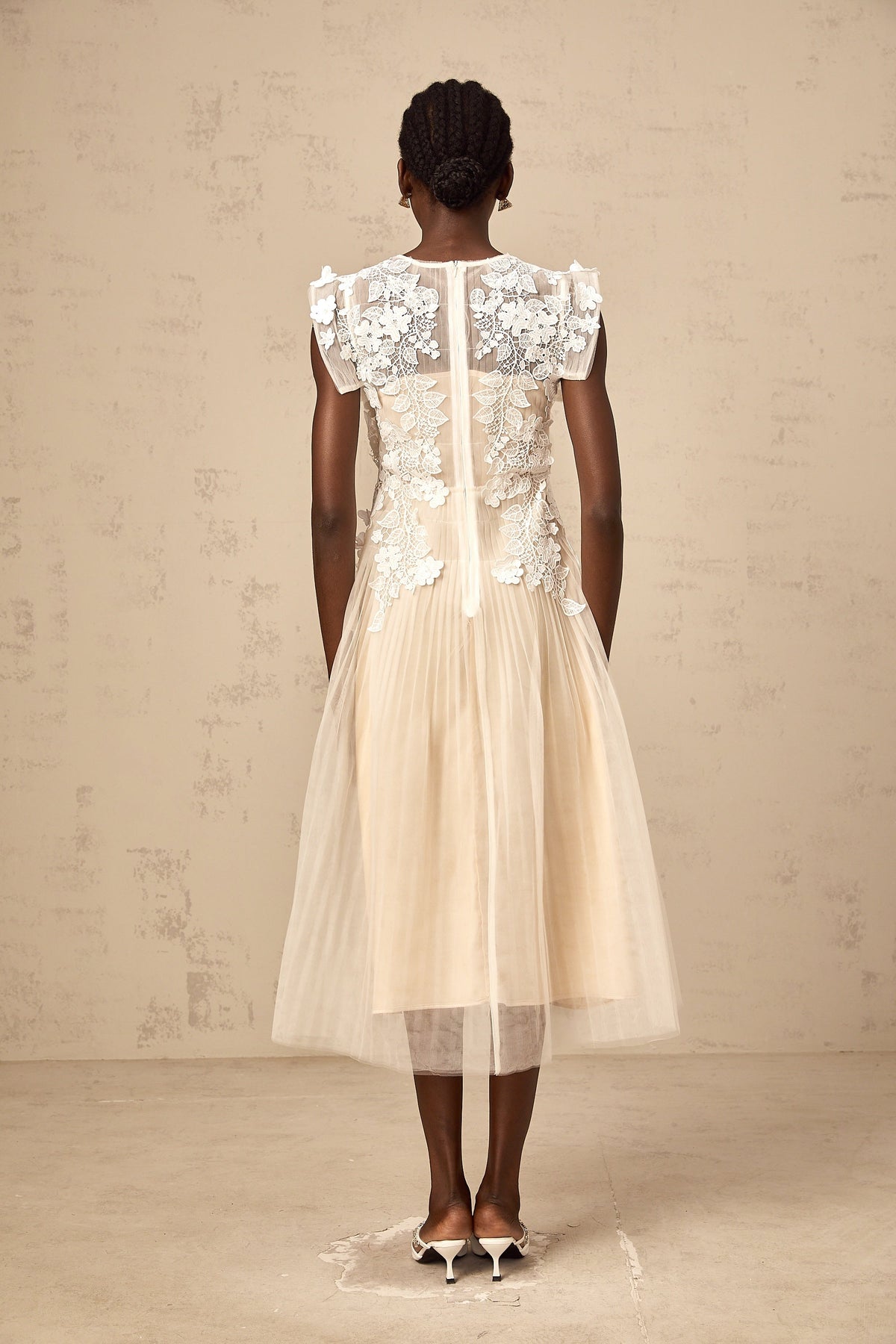 Annabelle Flower-appliqué Tulle Midi Dress (Final Sale-US Only)