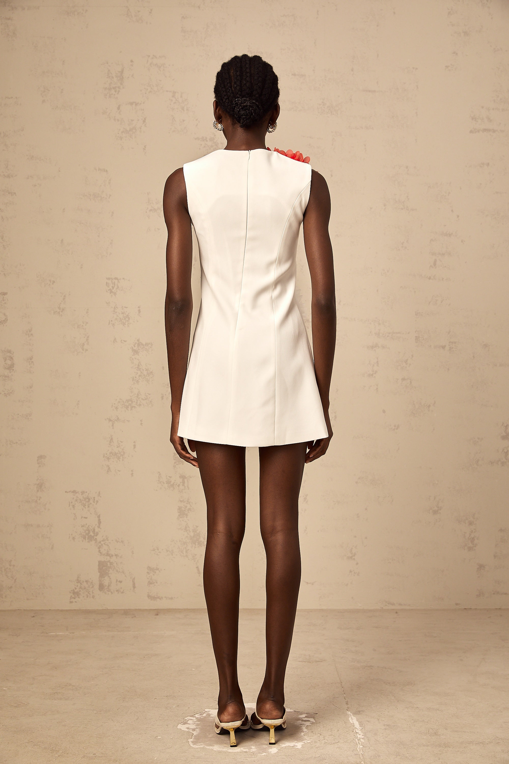 Véronique white 3d-petal sleeveless mini dress (Final Sale-US Only)